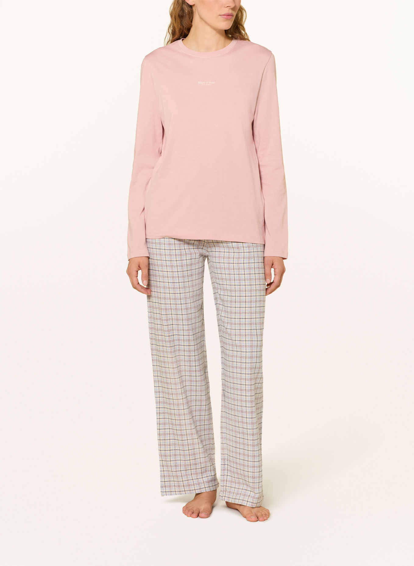 Marc O'Polo Pyjamabroek van flanel: CRÈME / ROSE CLAIR / LICHTBLAUW