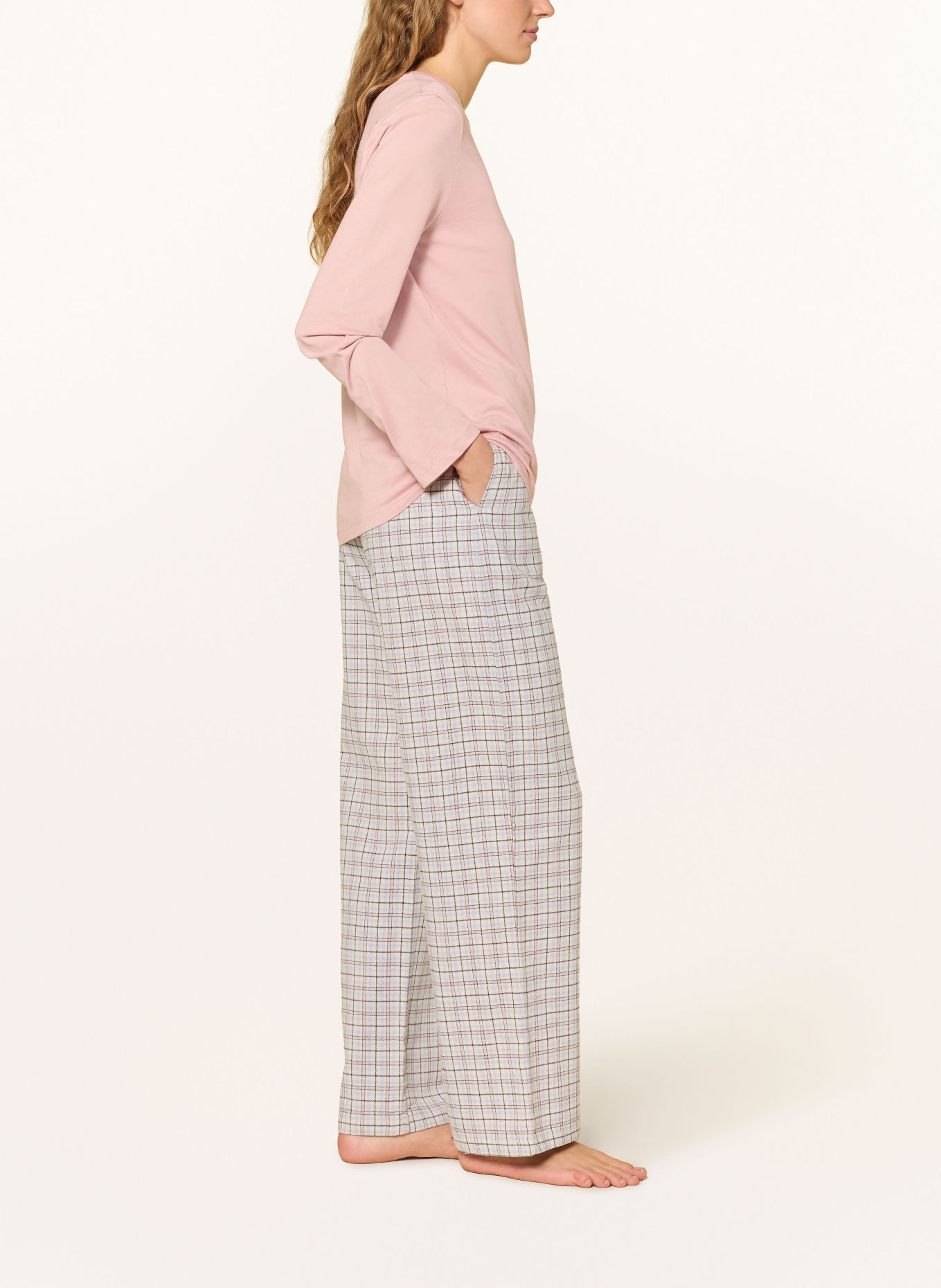 Marc O'Polo Pyjamabroek van flanel: CRÈME / ROSE CLAIR / LICHTBLAUW