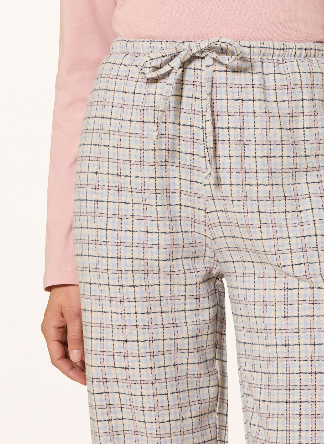 Marc O'Polo Pyjamabroek van flanel: CRÈME / ROSE CLAIR / LICHTBLAUW