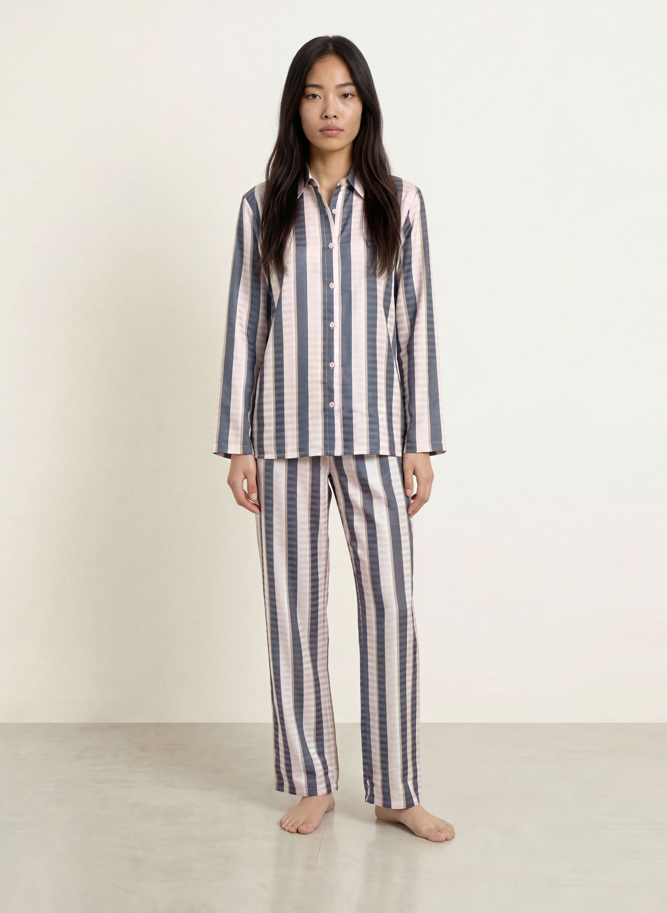 JOOP! Lounge-Shirt: DUNKELGRAU / ROSÉ / BEIGE