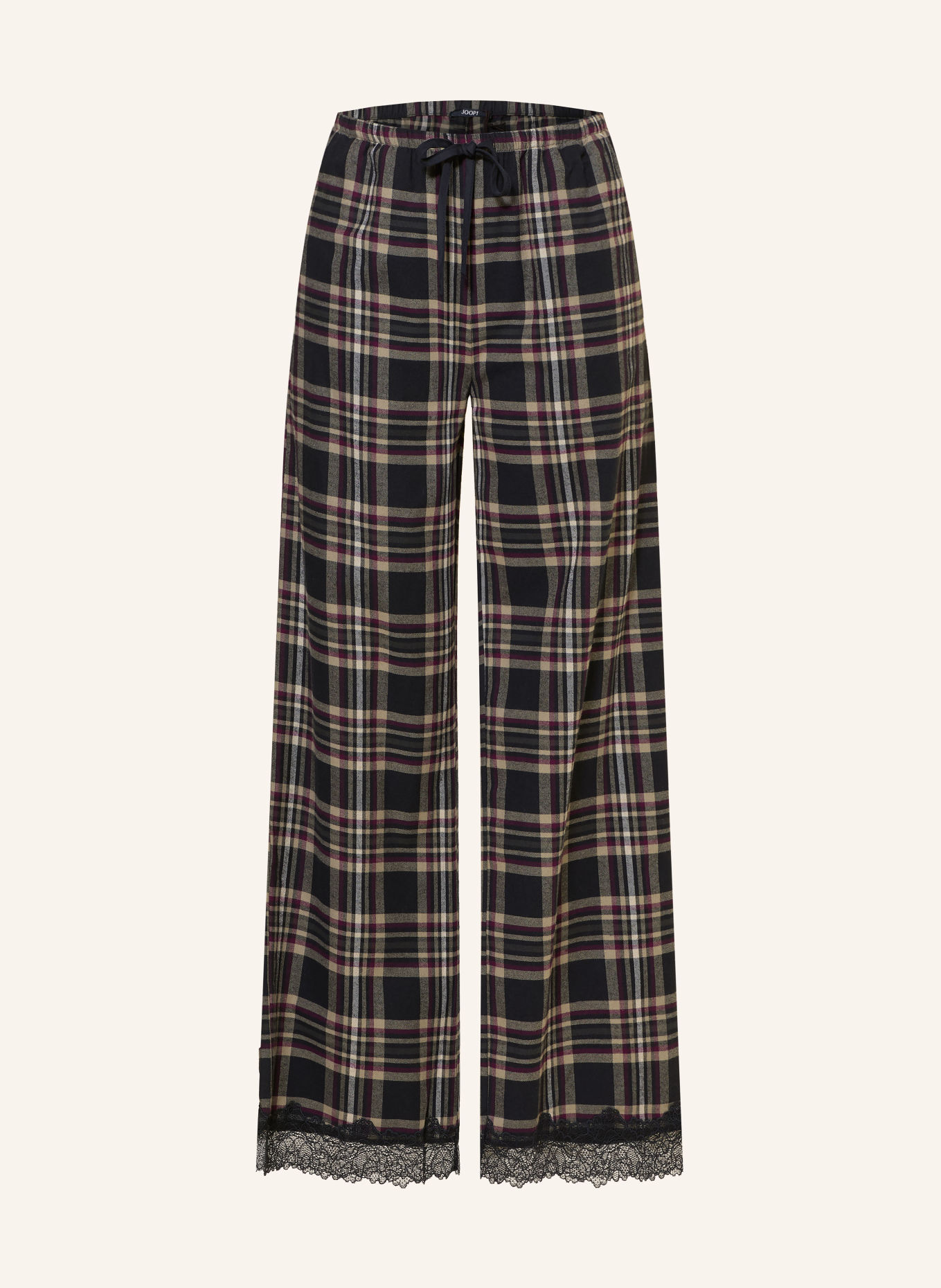 JOOP! Pyjamabroek van flanel: DONKERBLAUW / LICHTBRUIN / DONKERPAARS
