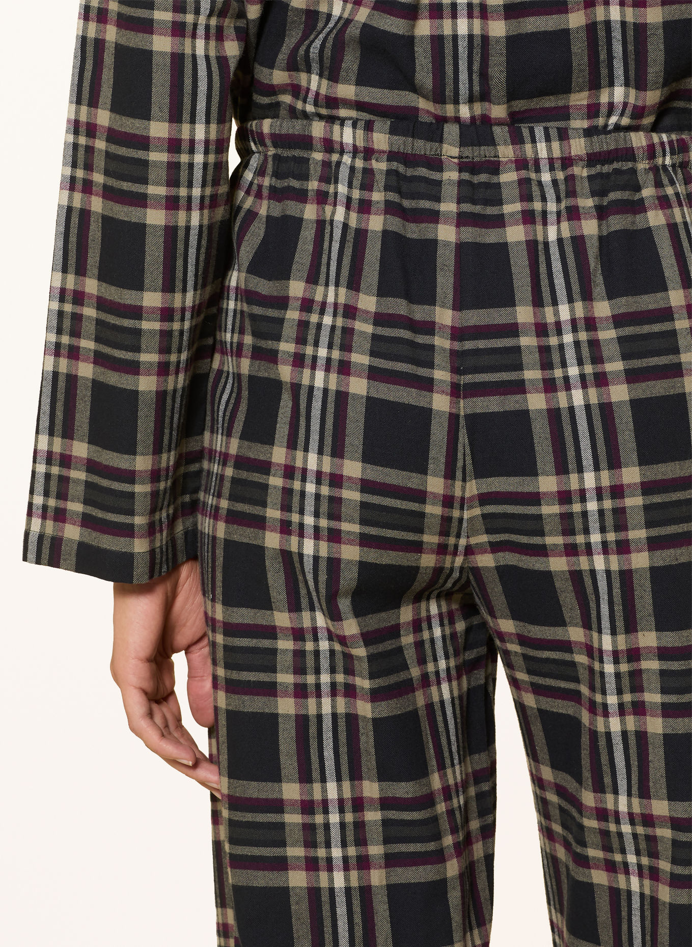 JOOP! Pyjamabroek van flanel: DONKERBLAUW / LICHTBRUIN / DONKERPAARS