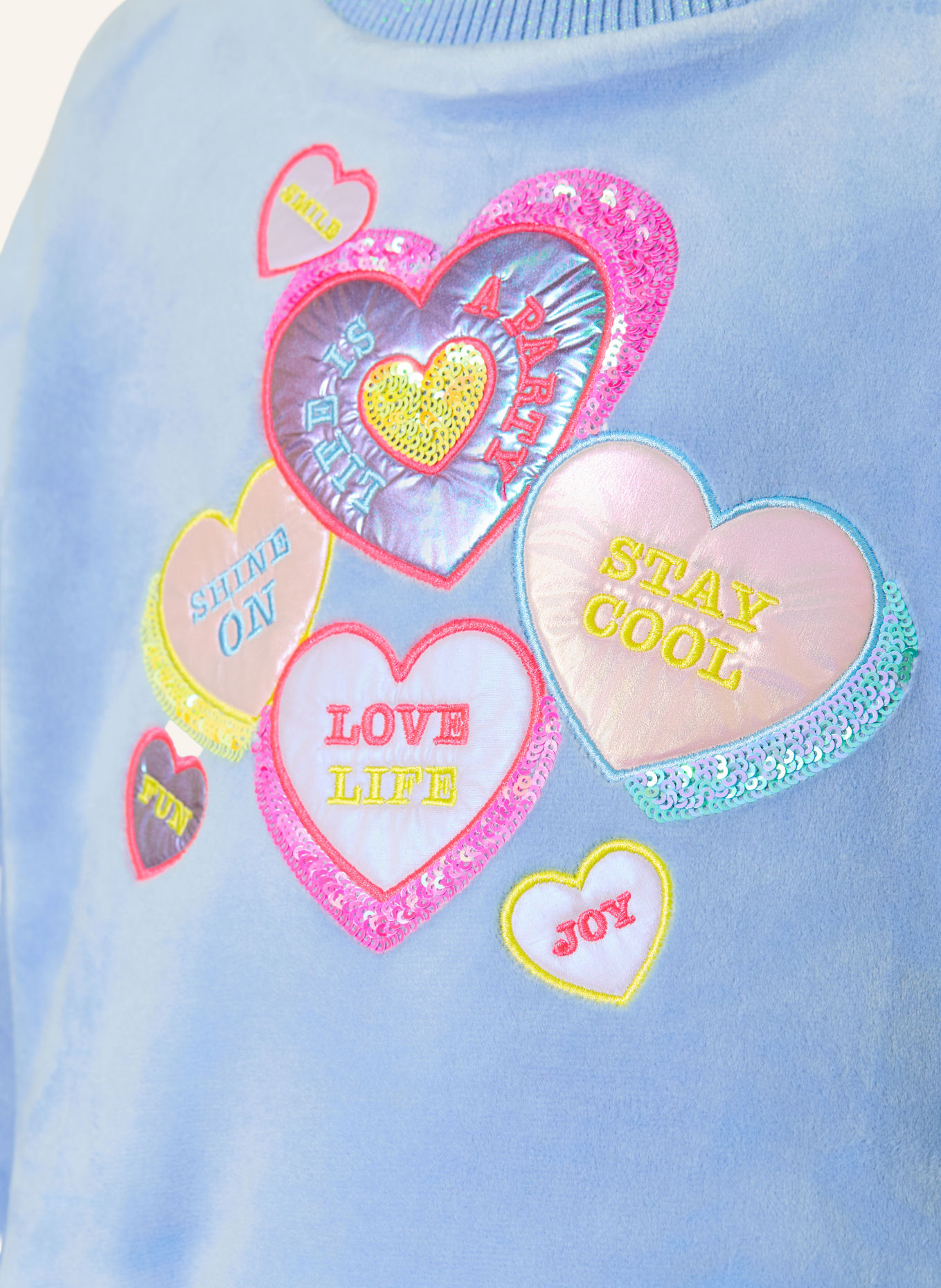 Billieblush Sweatshirt à paillettes: BLEU CLAIR / ROSE FUCHSIA / BLEU CLAIR