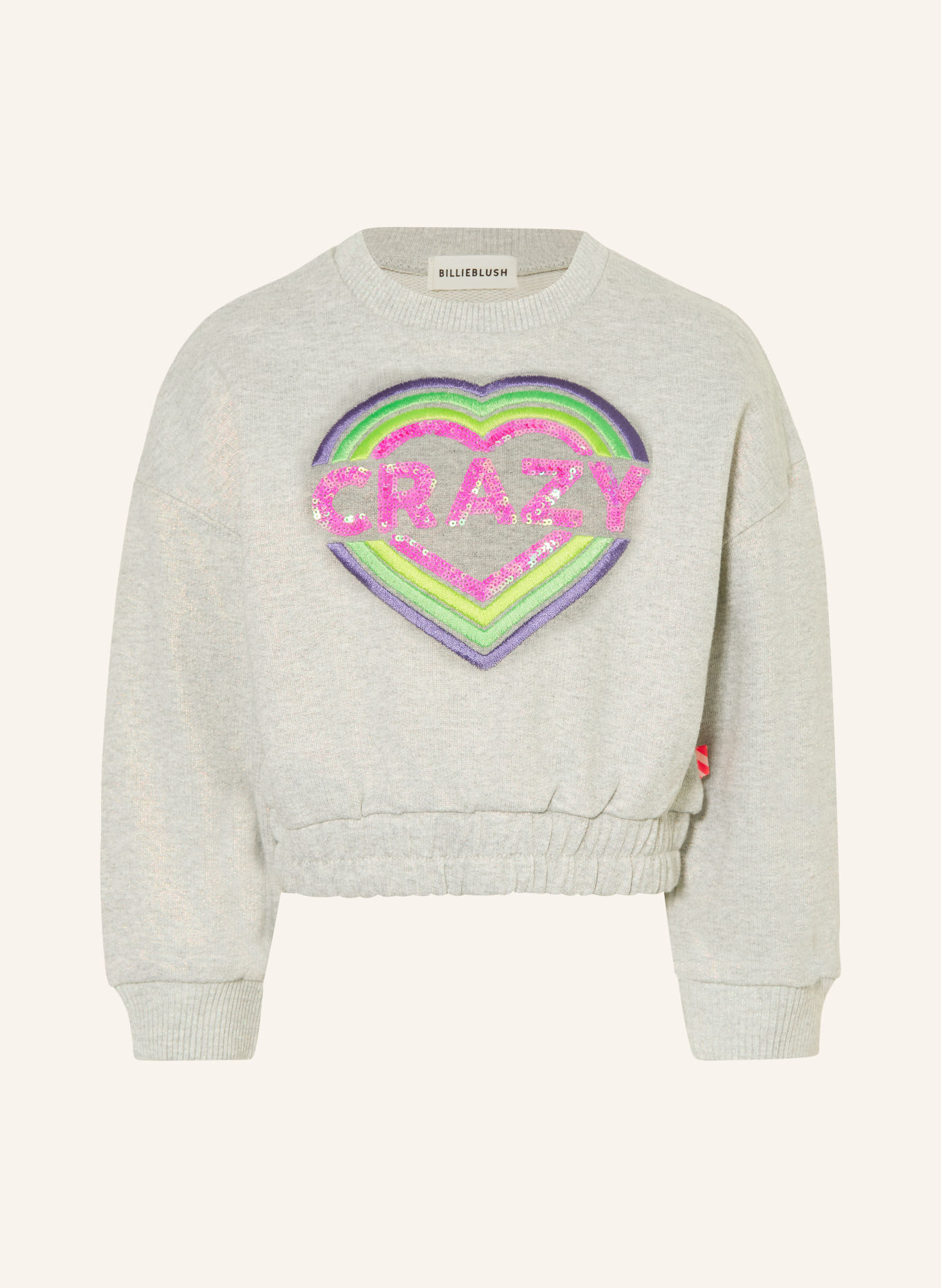 Billieblush Sweatshirt avec fil pailleté et paillettes: GRIS / LILAS / VERT CLAIR