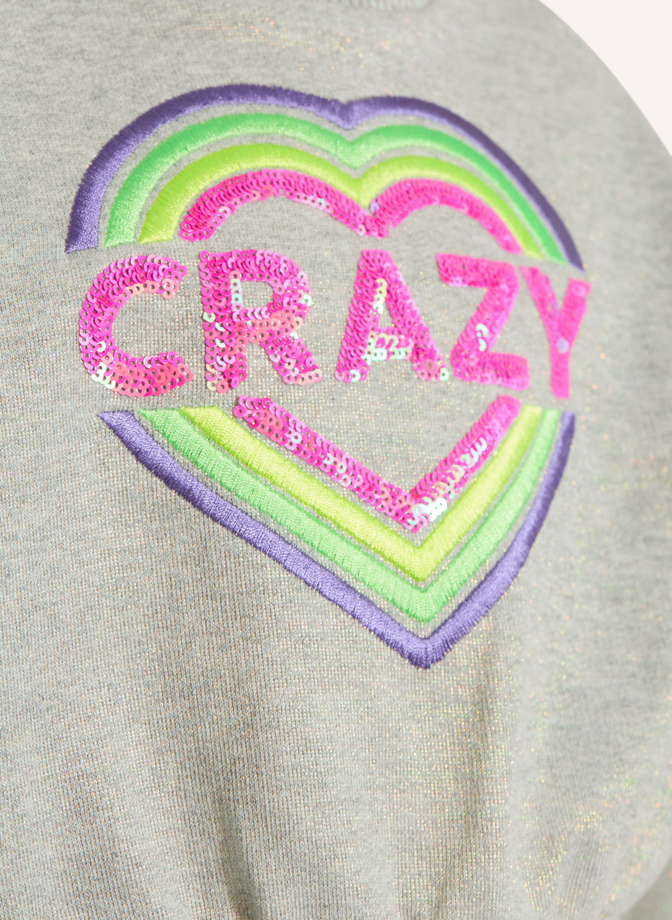 Billieblush Sweatshirt avec fil pailleté et paillettes: GRIS / LILAS / VERT CLAIR