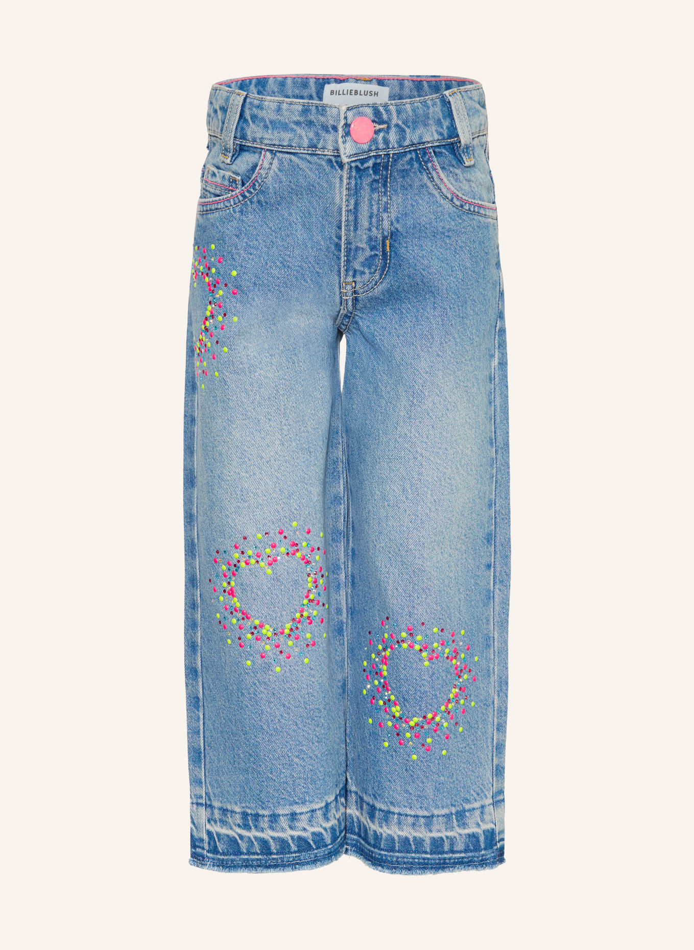 Billieblush Jeansy wide leg z ozdobnymi kamyczkami: Z18 double stone+bleach
