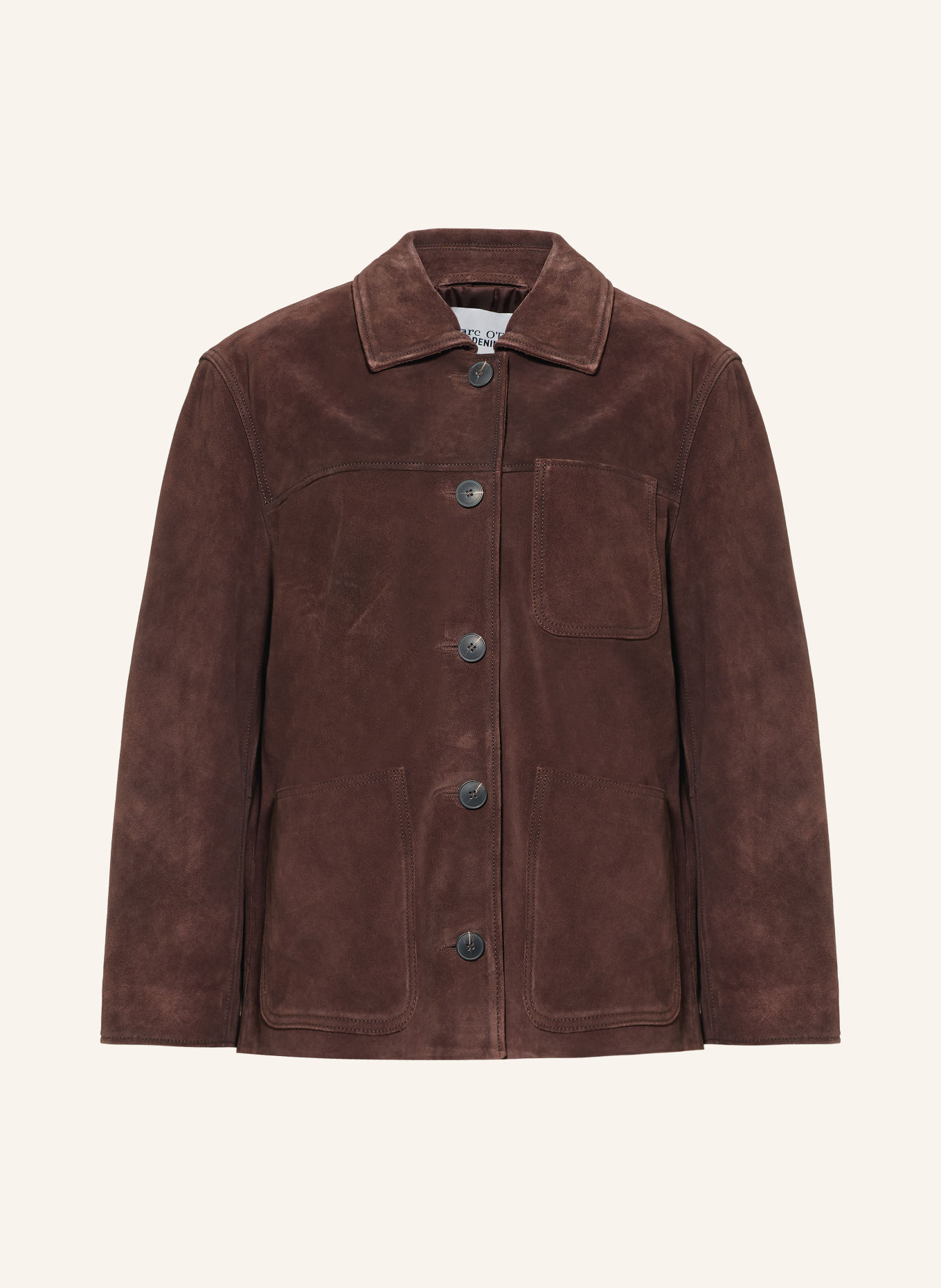 Marc O'Polo DENIM Leather overshirt: DARK BROWN