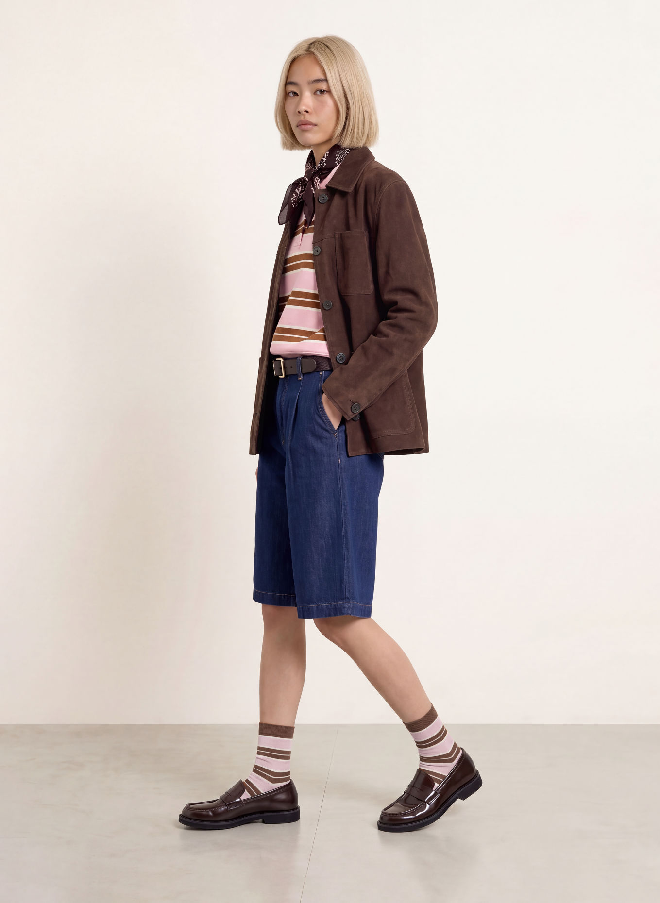 Marc O'Polo DENIM Leather overshirt: DARK BROWN