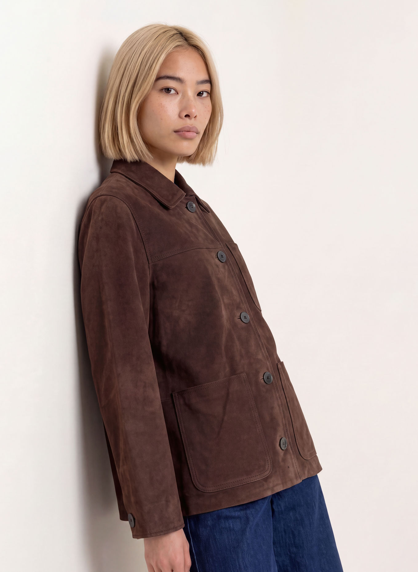 Marc O'Polo DENIM Leather overshirt: DARK BROWN