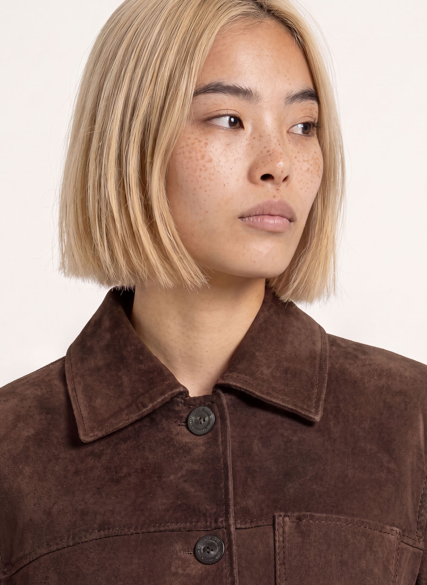 Marc O'Polo DENIM Leather overshirt: DARK BROWN