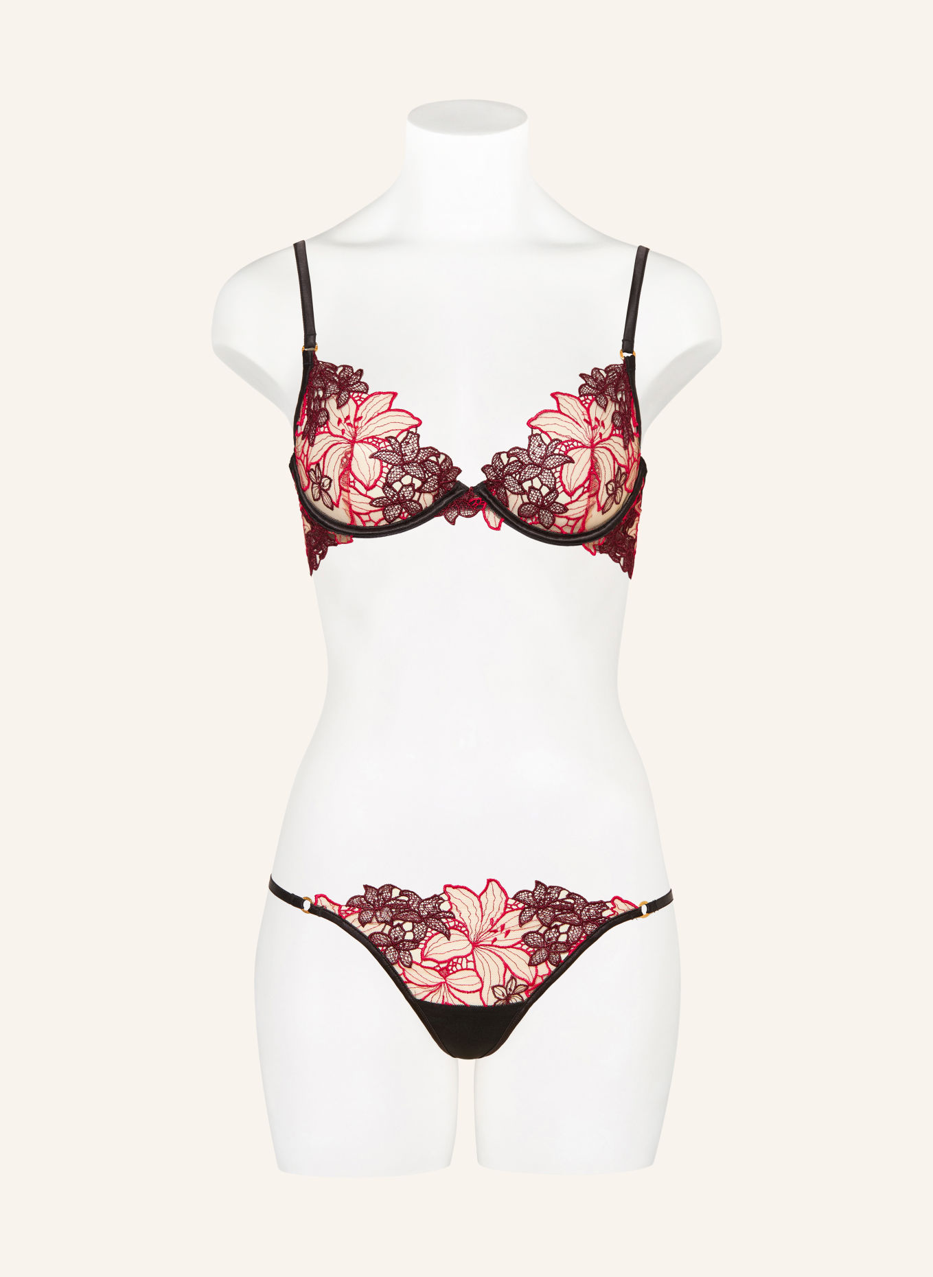 BLUEBELLA String CALANTHA: DONKERROOD / ROZE / ZWART