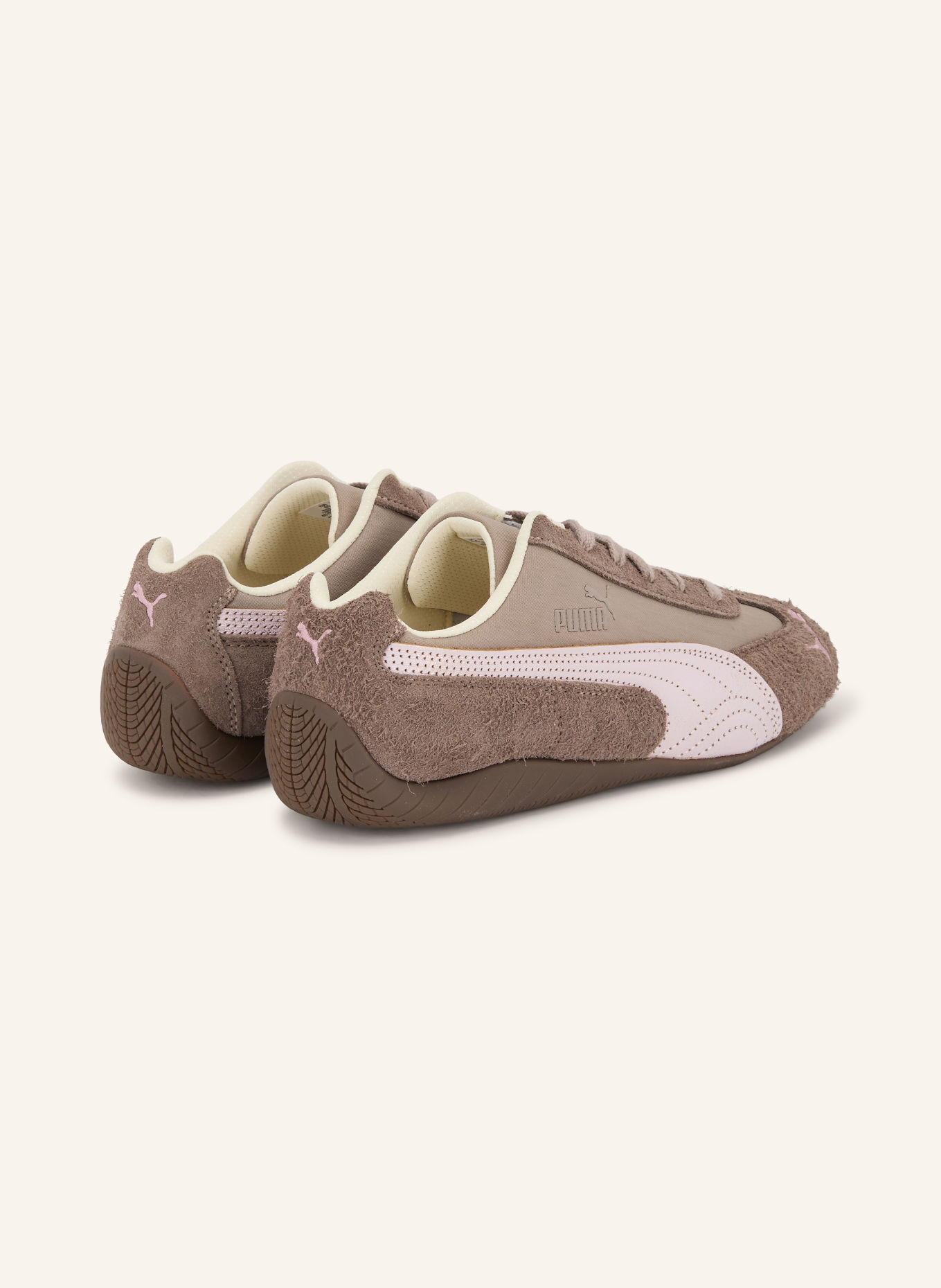 PUMA SPEEDCAT BRUSHED LUXE Sneakers: DARK BROWN / LIGHT PINK / GRAY
