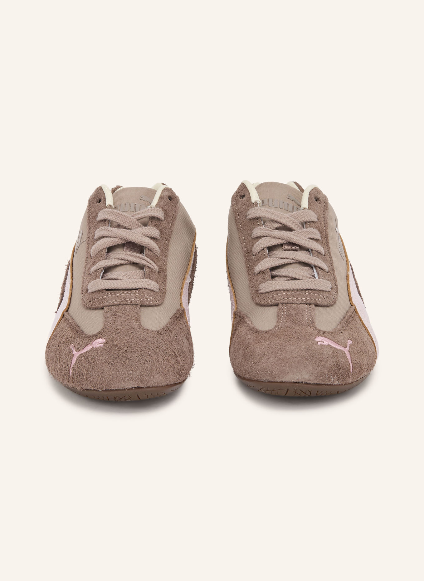 PUMA SPEEDCAT BRUSHED LUXE Sneakers: DARK BROWN / LIGHT PINK / GRAY