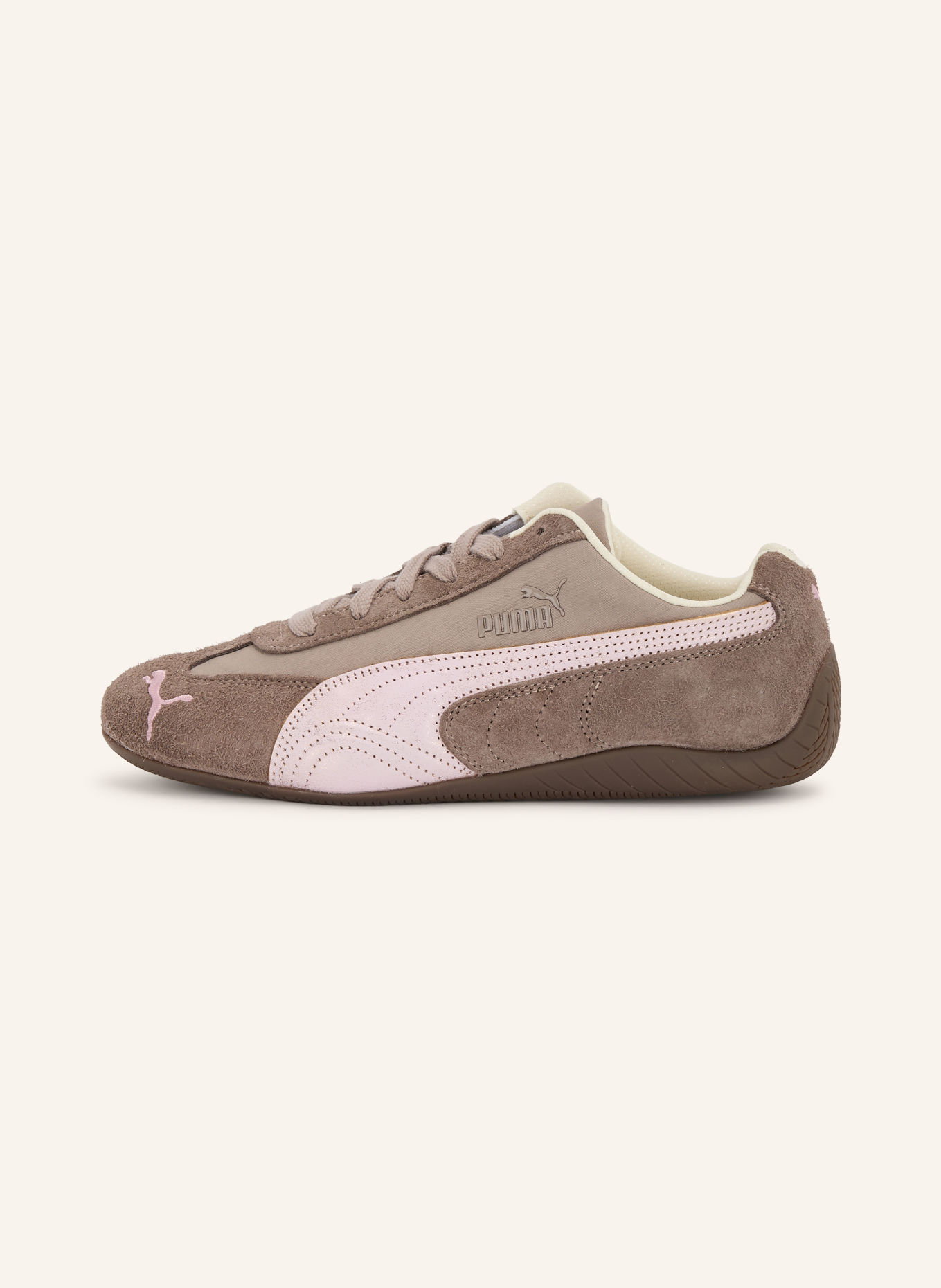 PUMA SPEEDCAT BRUSHED LUXE Sneakers: DARK BROWN / LIGHT PINK / GRAY