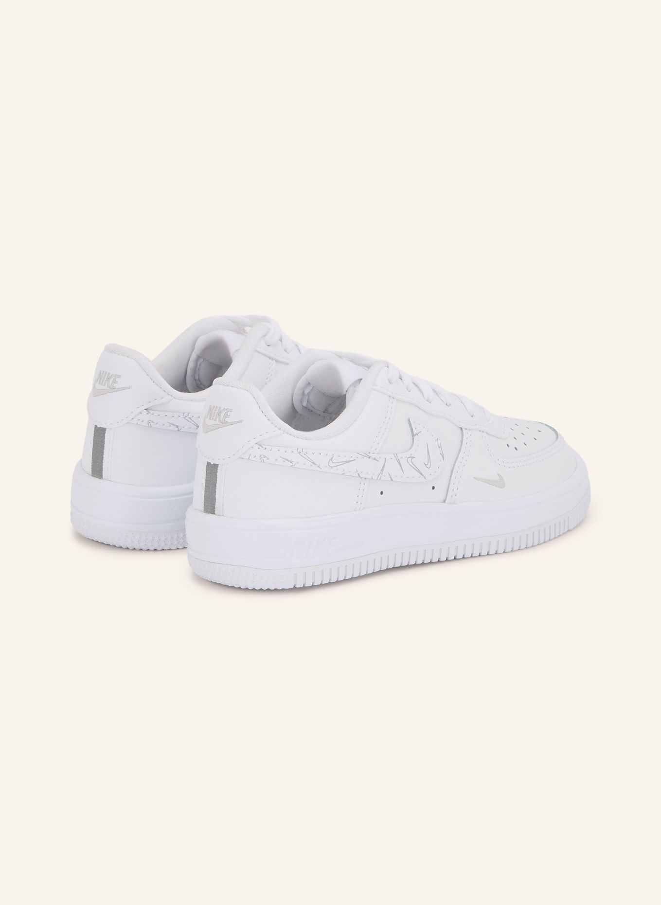 Nike FORCE 1 LOW LACE Sneakers: WHITE / SILVER