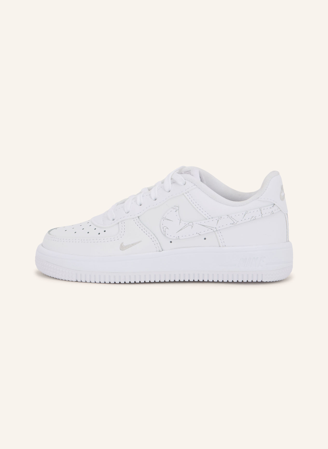 Nike FORCE 1 LOW LACE Sneakers: WHITE / SILVER