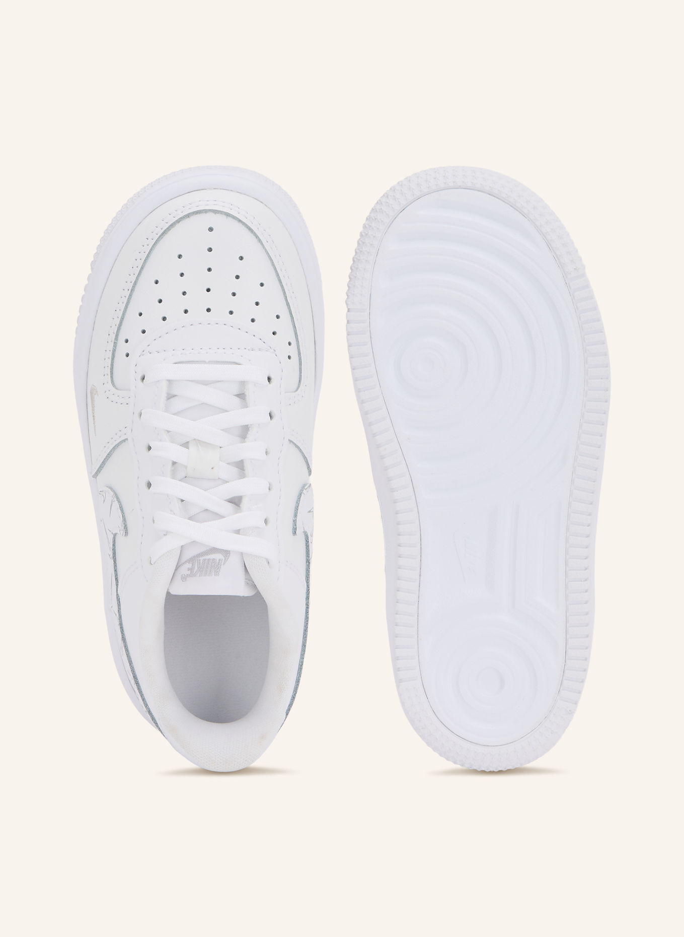 Nike FORCE 1 LOW LACE Sneakers: WHITE / SILVER
