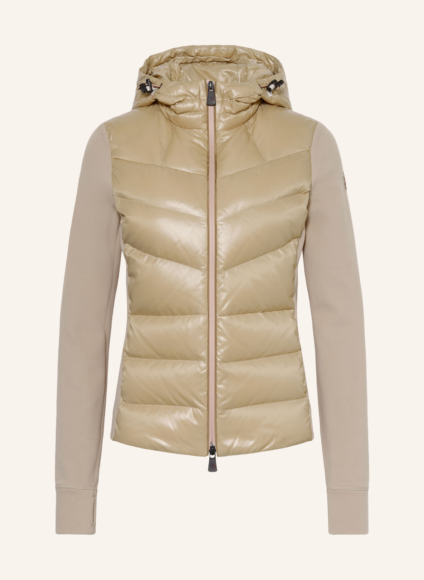 MONCLER GRENOBLE Donsjas van gemengde materialen: LICHTBRUIN