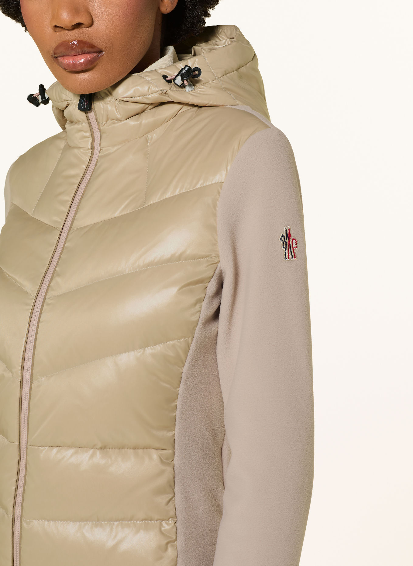 MONCLER GRENOBLE Donsjas van gemengde materialen: LICHTBRUIN