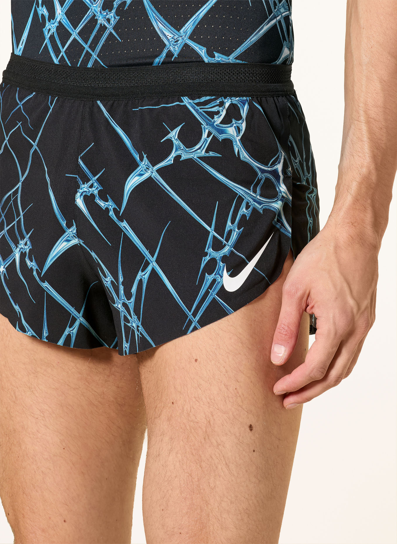 Nike 2-in-1-Laufshorts AEROSWIFT: SCHWARZ / HELLBLAU