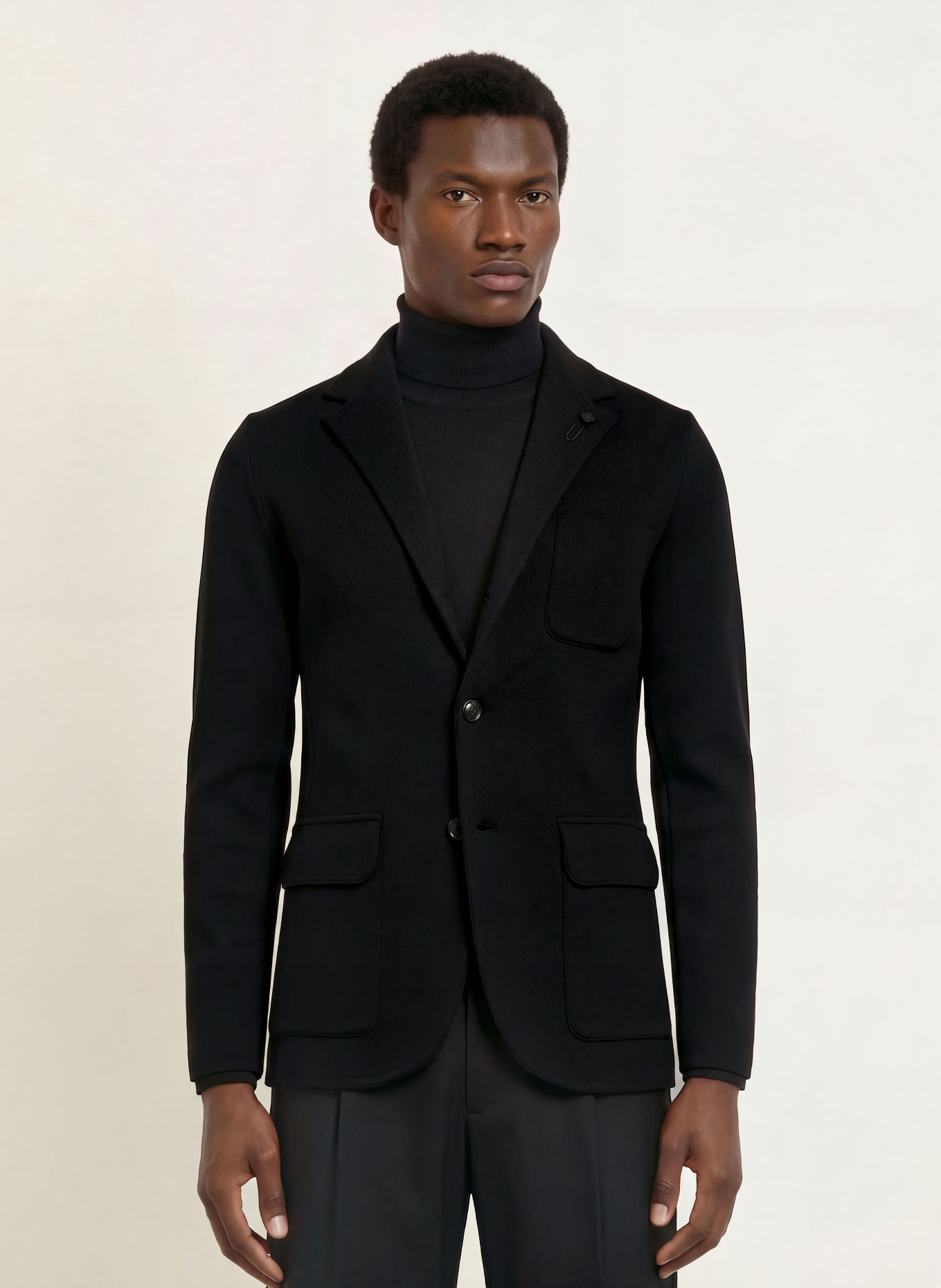 LARDINI Dzianinowa marynarka o kroju slim fit: CZARNY