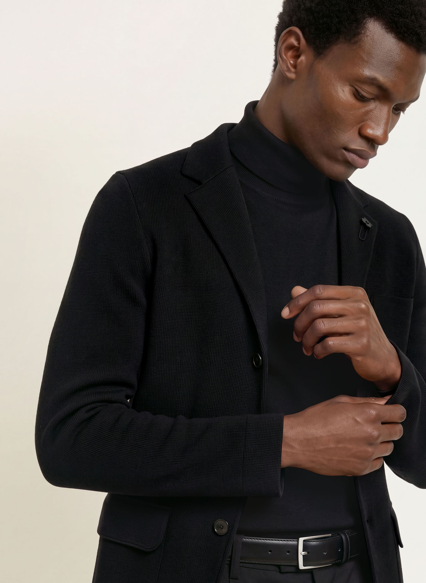 LARDINI Dzianinowa marynarka o kroju slim fit: CZARNY