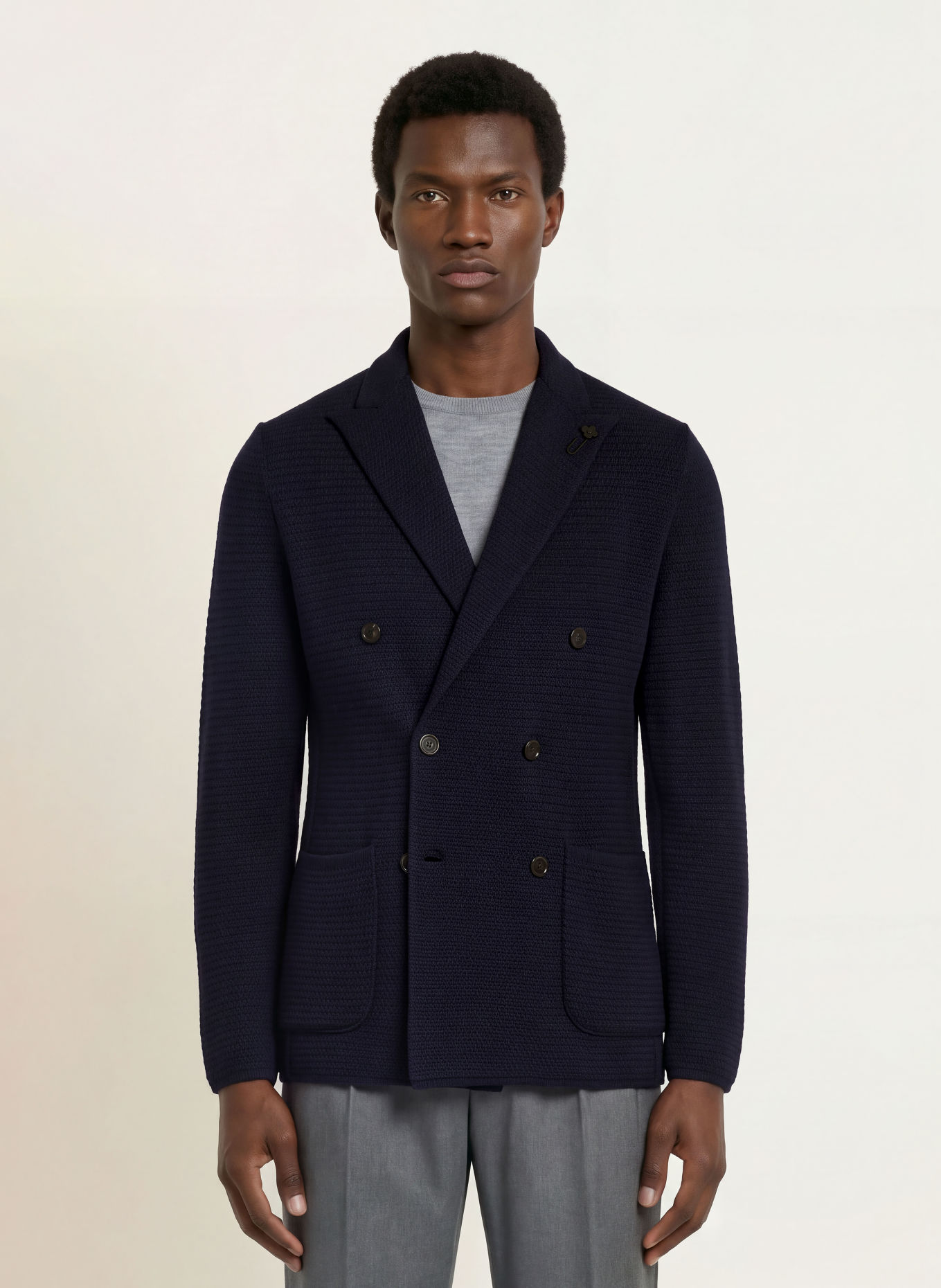 LARDINI Dzianinowa marynarka o kroju slim fit: GRANATOWY