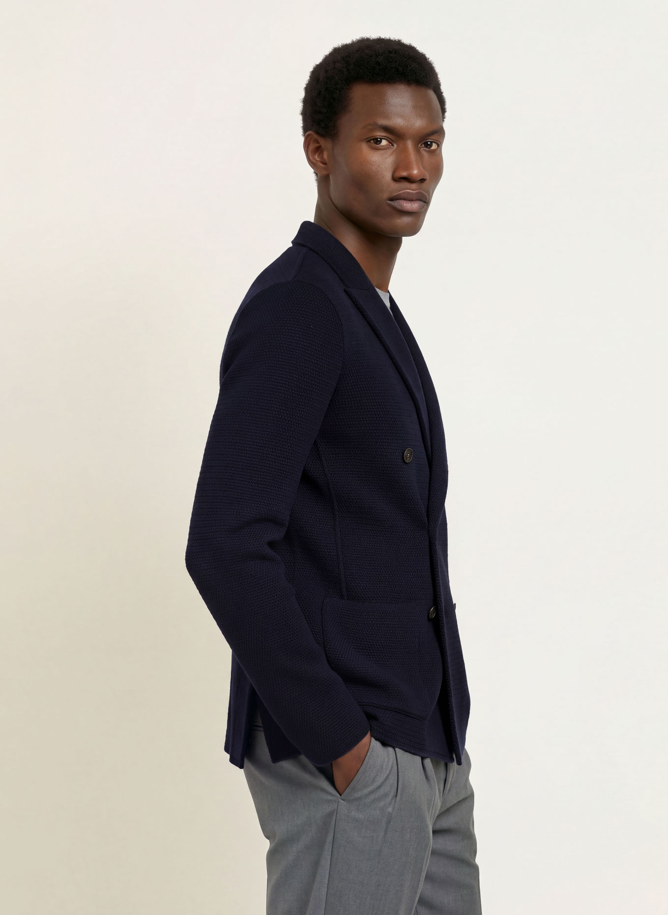 LARDINI Dzianinowa marynarka o kroju slim fit: GRANATOWY