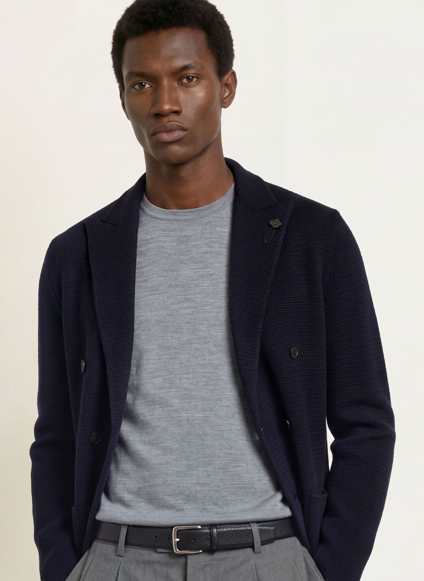 LARDINI Dzianinowa marynarka o kroju slim fit: GRANATOWY