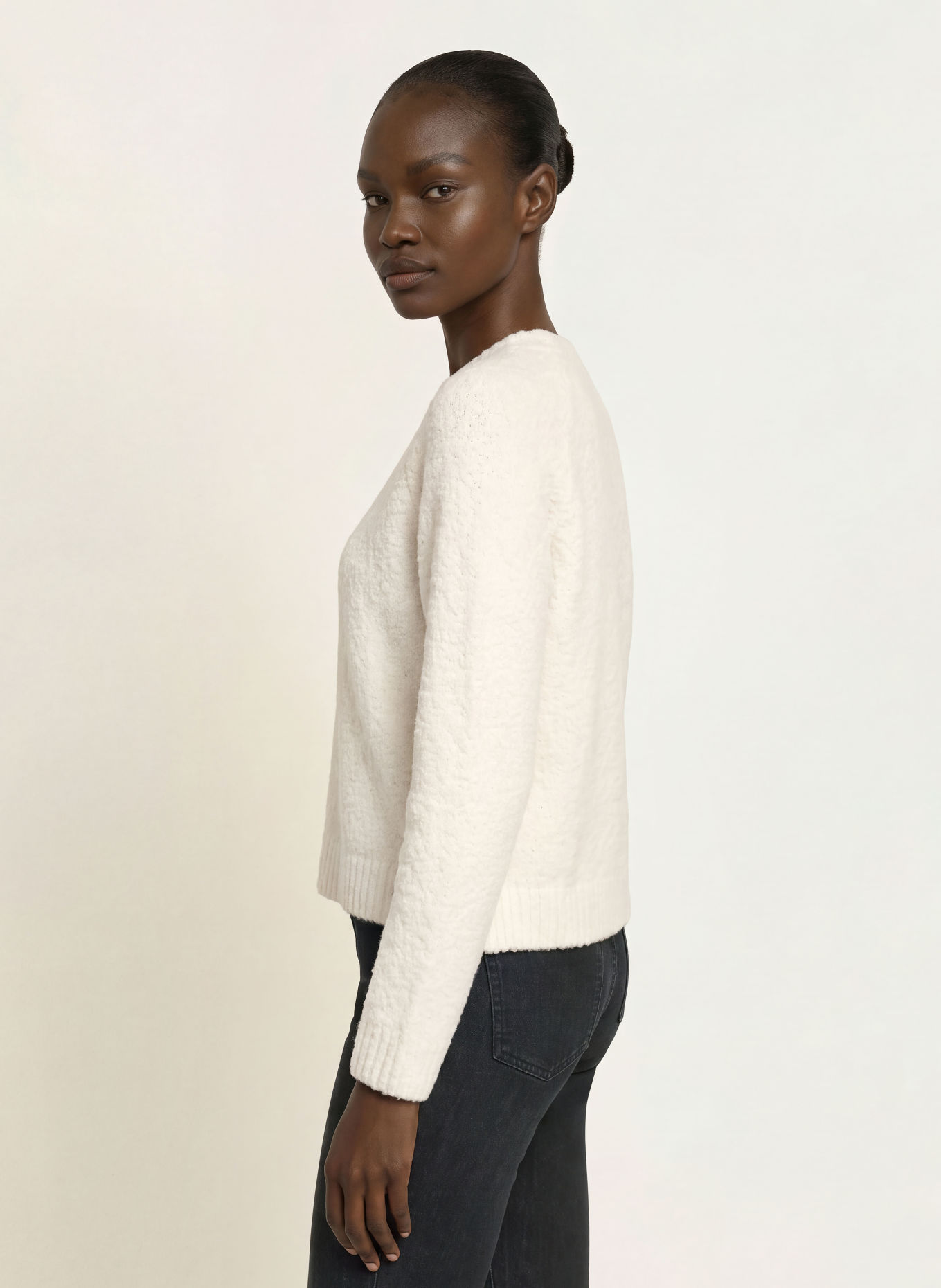 BOSS FEBISANA Bouclé Sweater: ECRU