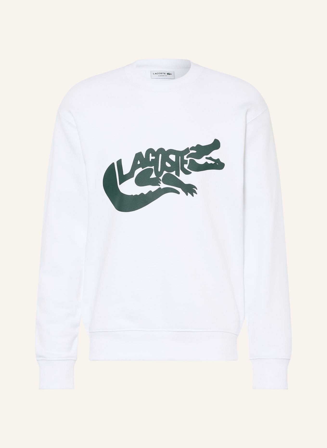 LACOSTE Sweatshirt: WIT / DONKERGROEN