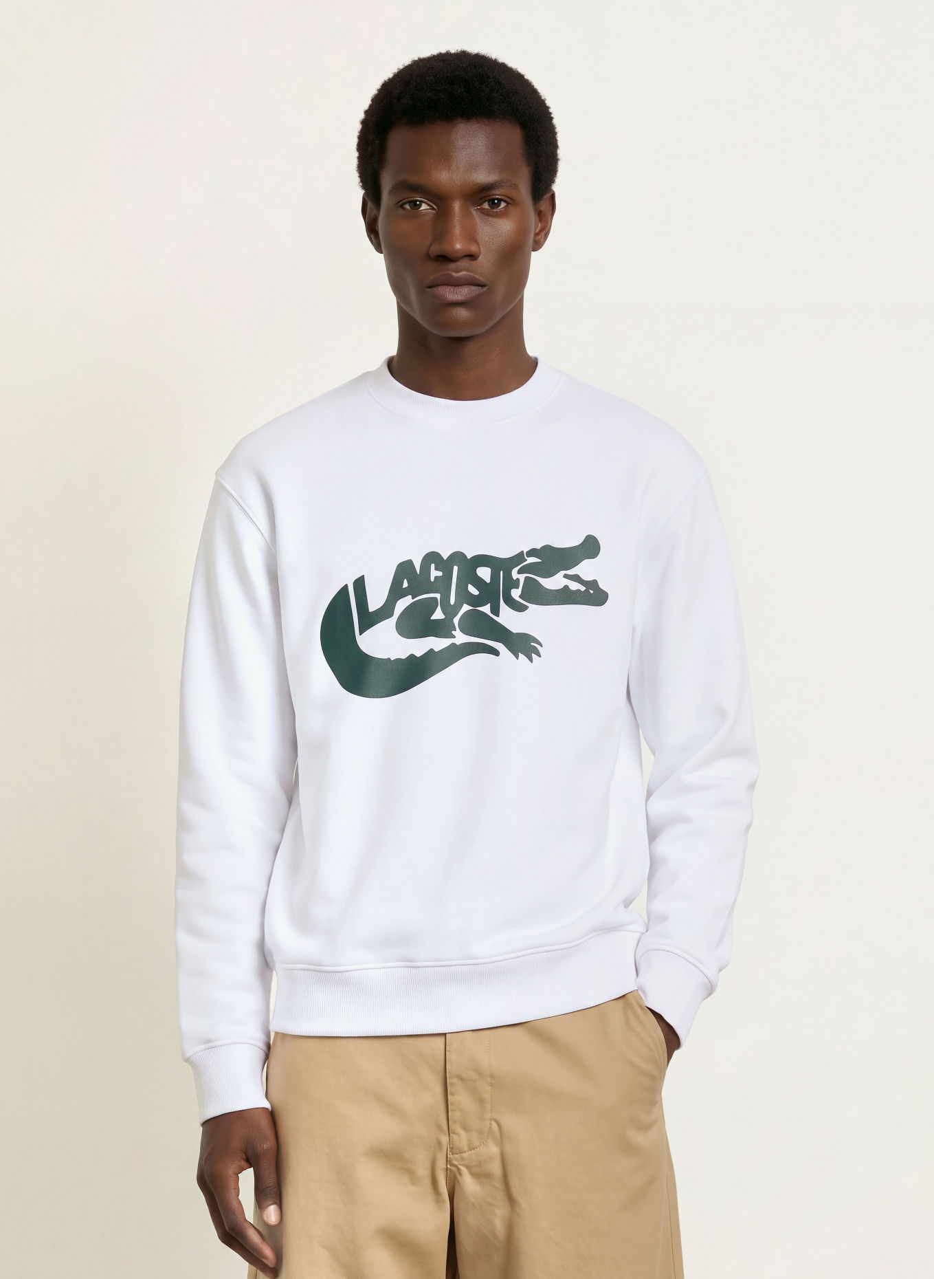 LACOSTE Sweatshirt: WIT / DONKERGROEN