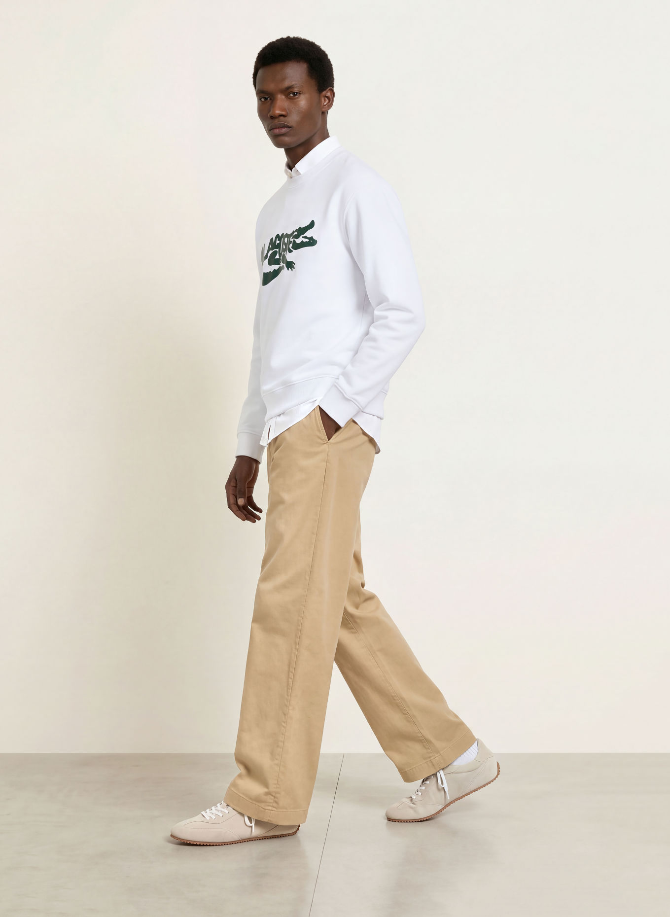 LACOSTE Sweatshirt: WIT / DONKERGROEN