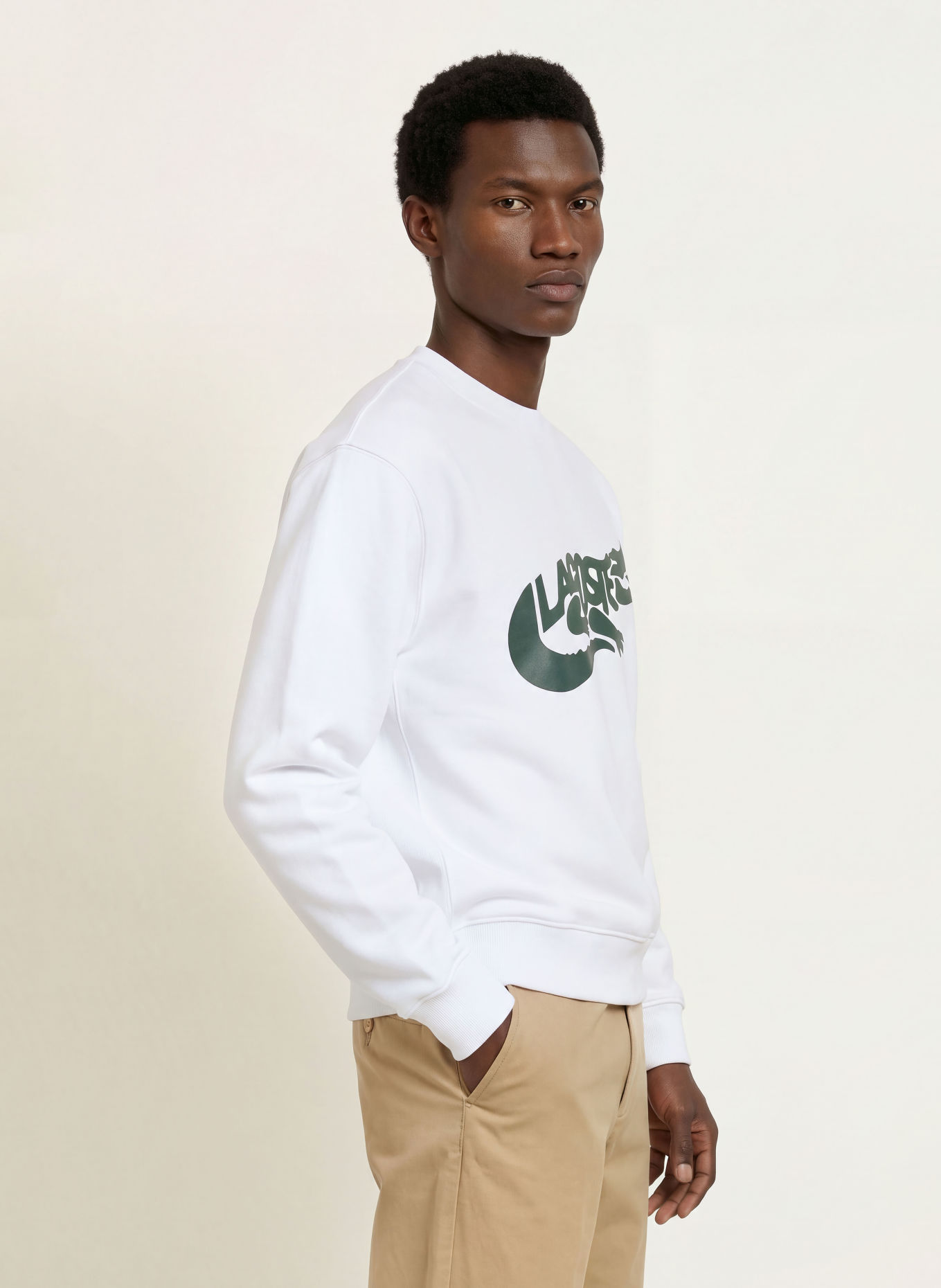 LACOSTE Sweatshirt: WIT / DONKERGROEN