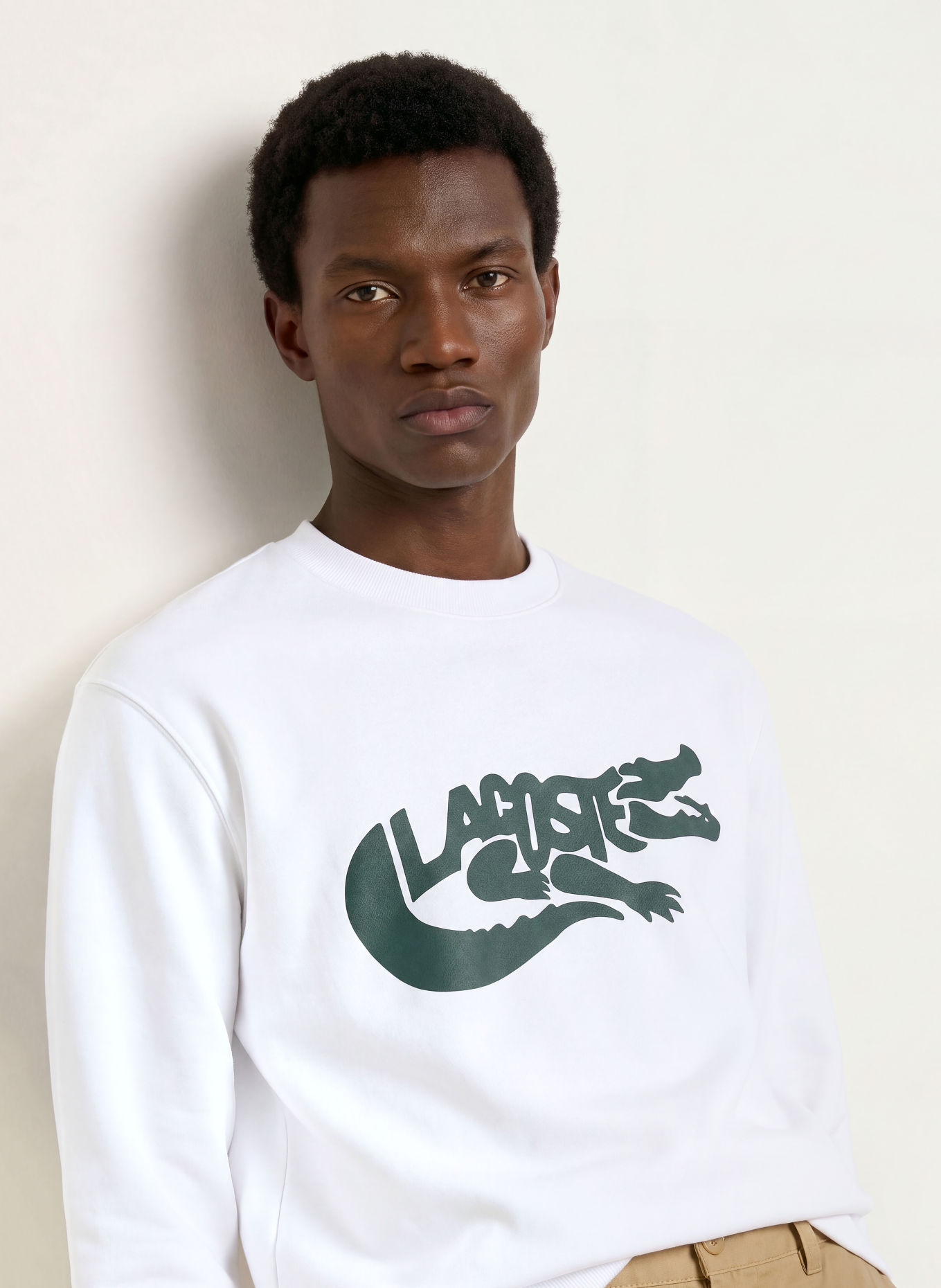 LACOSTE Sweatshirt: WIT / DONKERGROEN