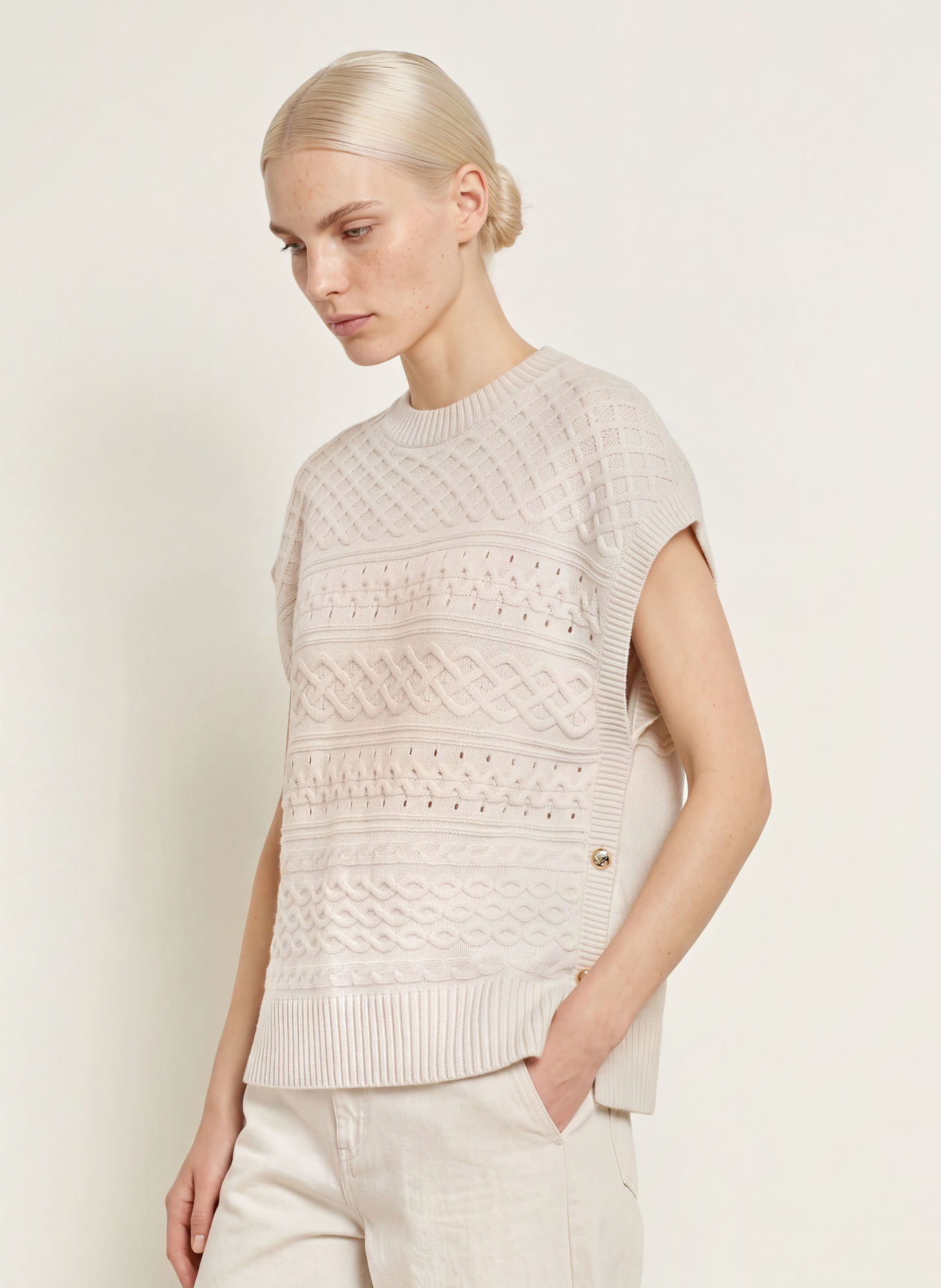 ELENA MIRO Knit shirt: BEIGE