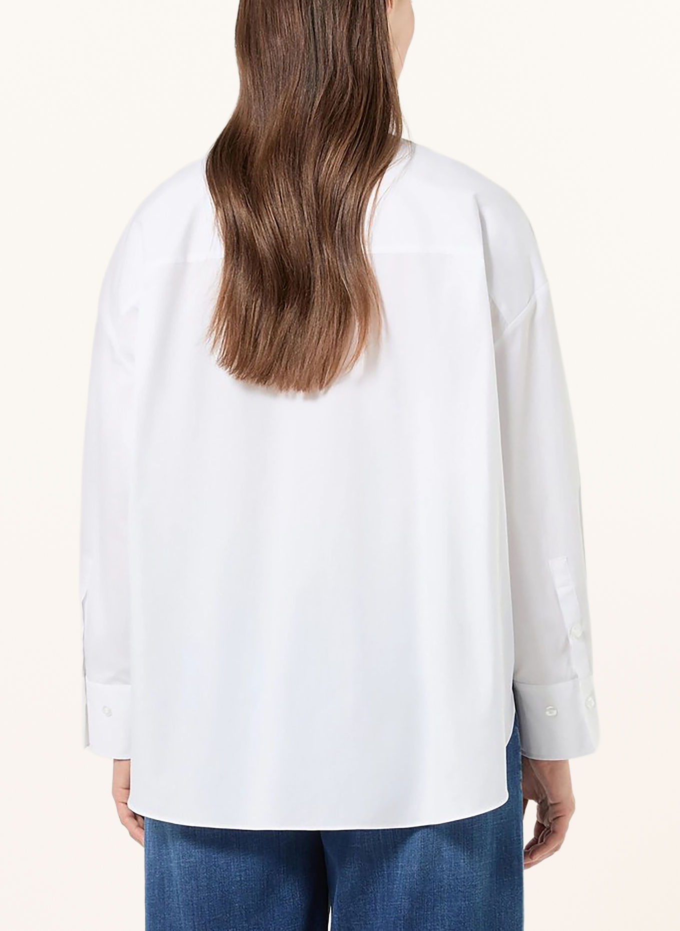 MARINA RINALDI Overhemdblouse MRSBALTA met pailletten en sierstenen: WIT / ZWART