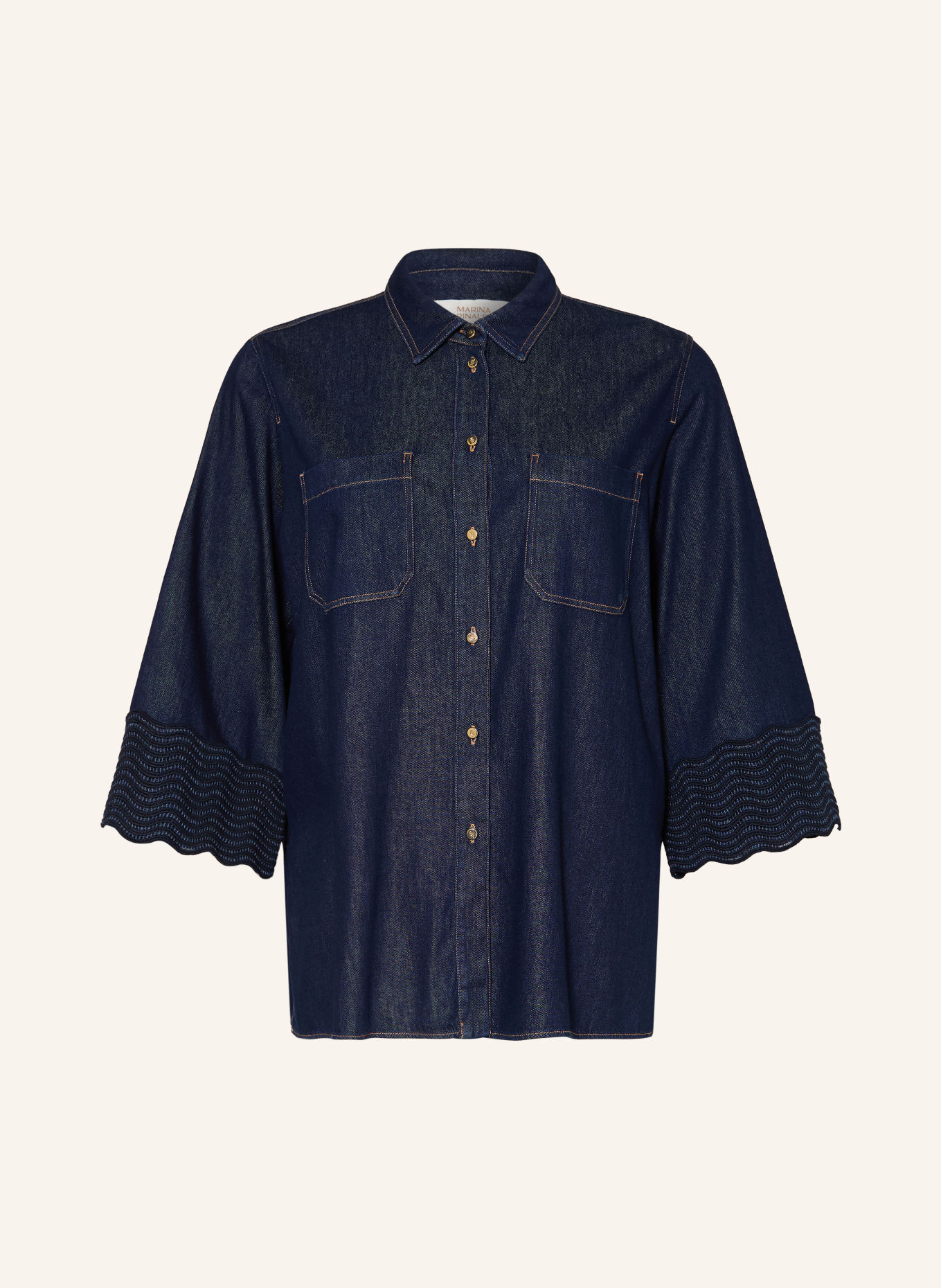MARINA RINALDI Oversized-Jeansbluse MRSABISSI mit 3/4-Arm: DUNKELBLAU