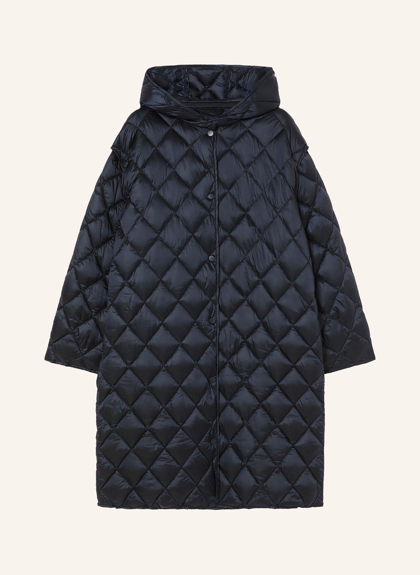PERSONA MARINA RINALDI PMRACETI Quilted Coat with Detachable Sleeves: DARK BLUE