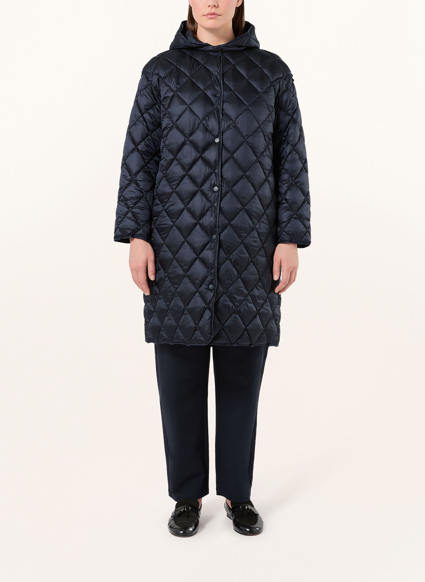 PERSONA MARINA RINALDI PMRACETI Quilted Coat with Detachable Sleeves: DARK BLUE