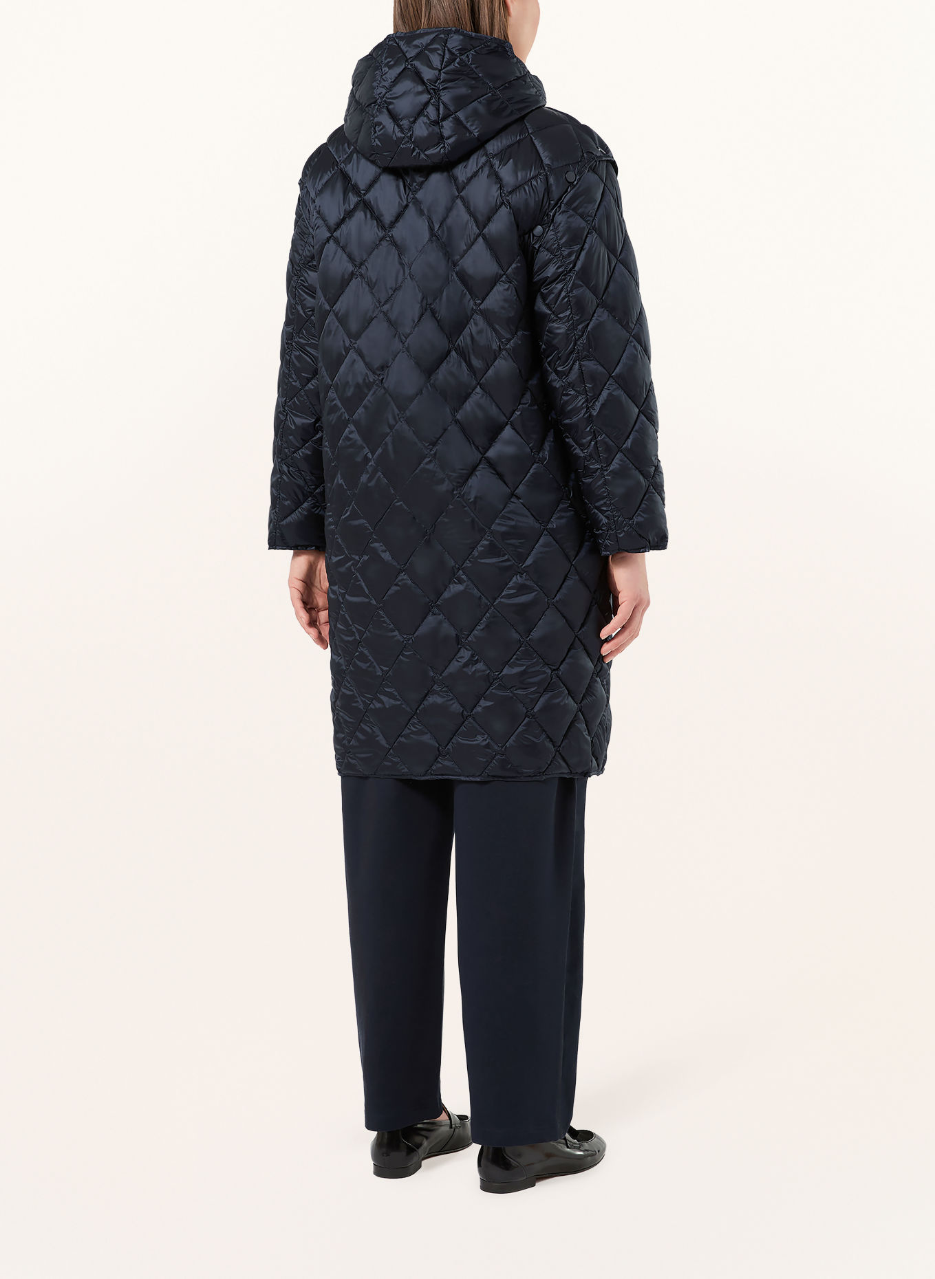 PERSONA MARINA RINALDI PMRACETI Quilted Coat with Detachable Sleeves: DARK BLUE
