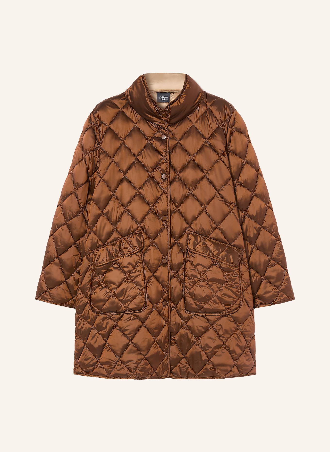 PERSONA MARINA RINALDI PMRELEGIA Quilted Coat: COGNAC