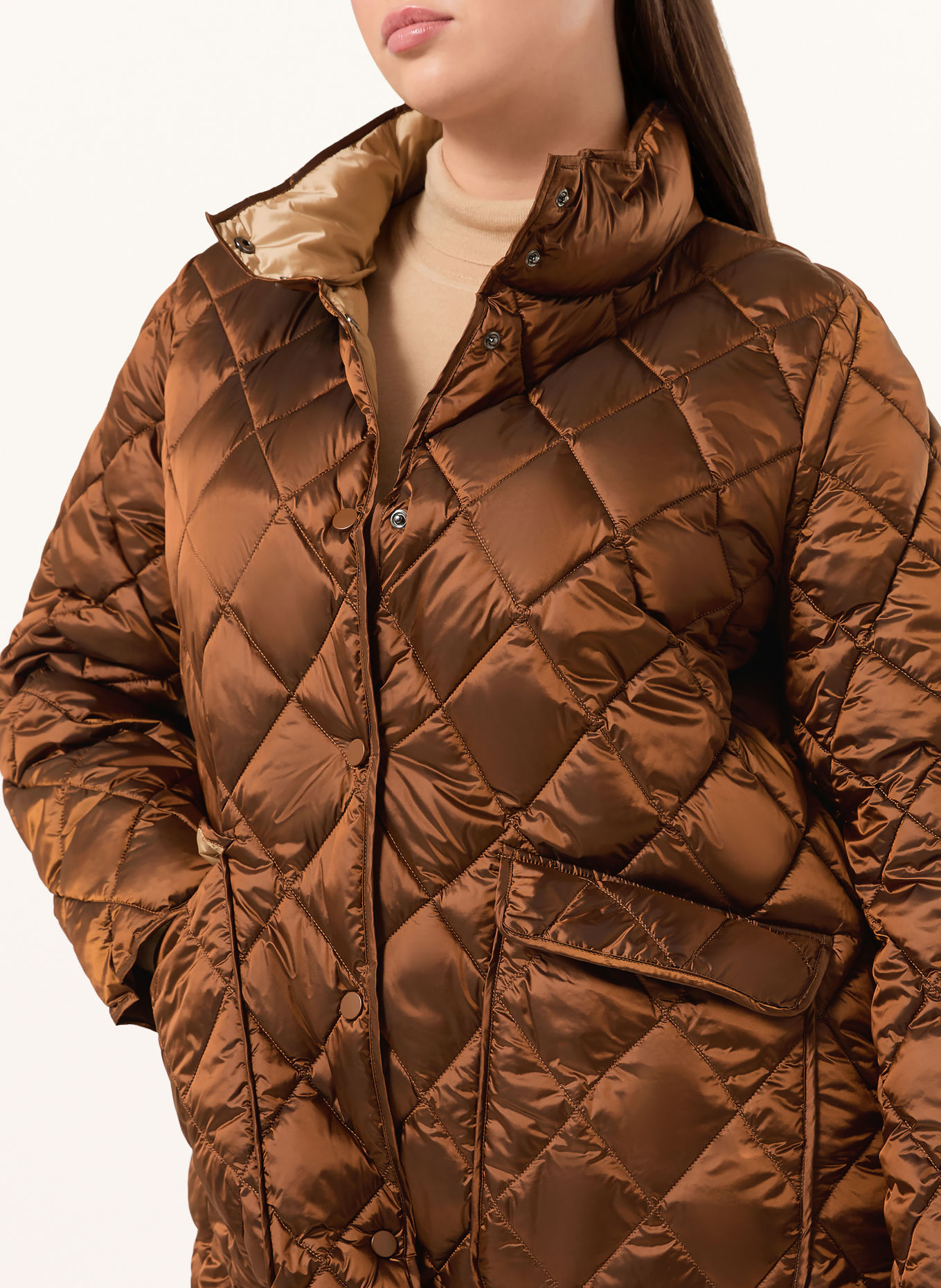PERSONA MARINA RINALDI PMRELEGIA Quilted Coat: COGNAC