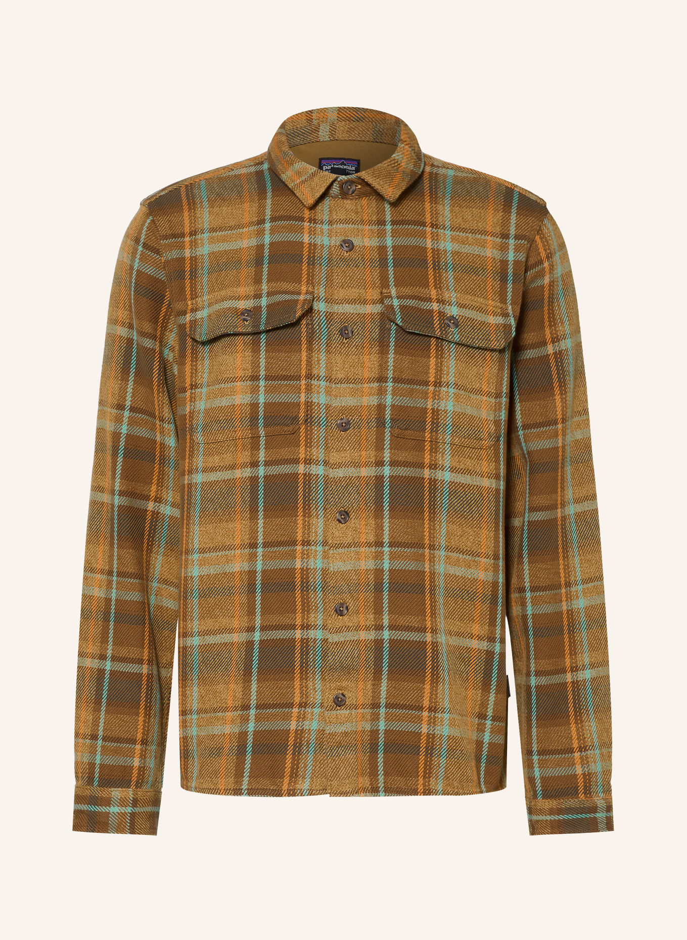 patagonia FJORD LOFT Shirt: BROWN / ORANGE / MINT