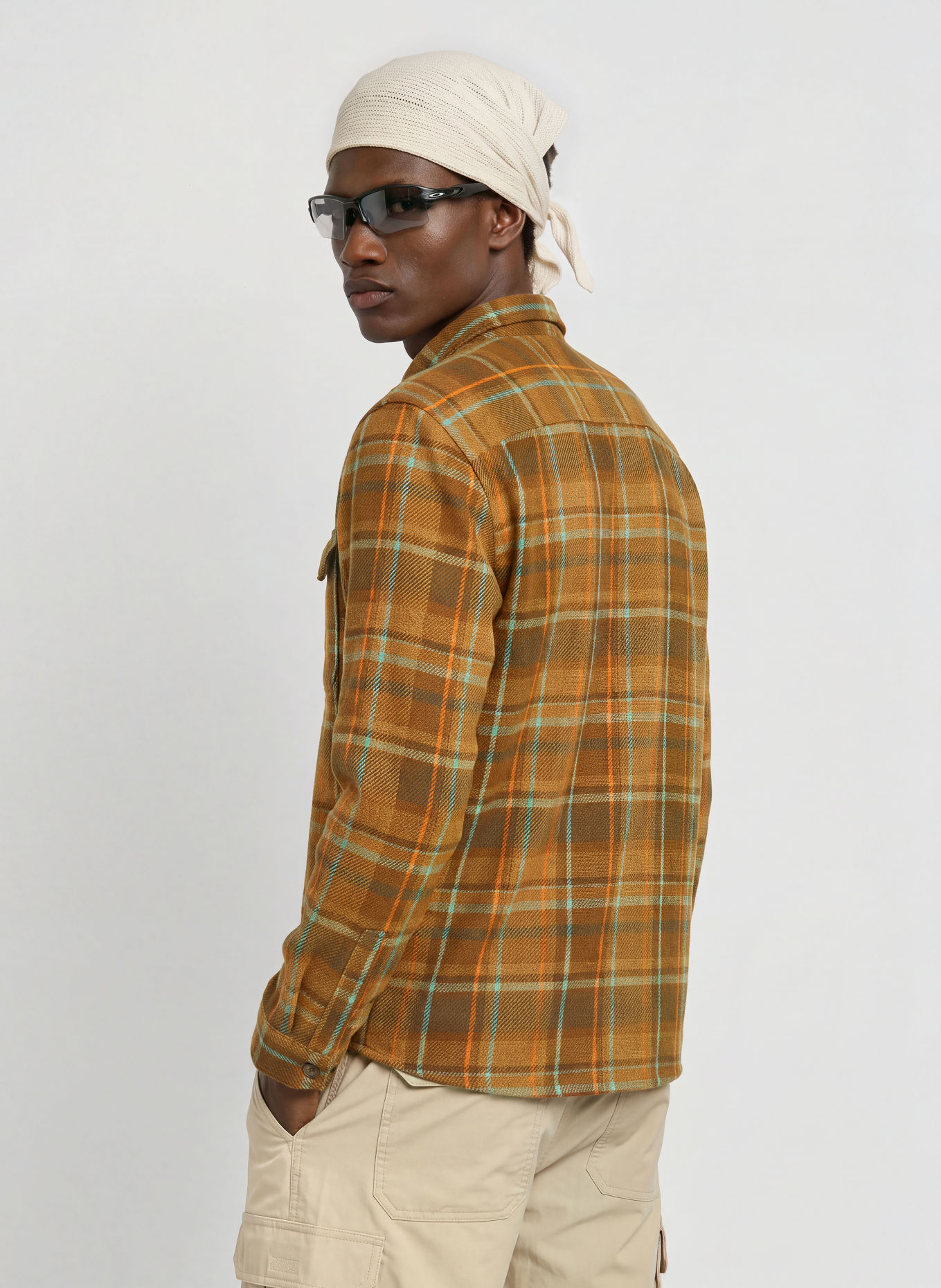 patagonia FJORD LOFT Shirt: BROWN / ORANGE / MINT