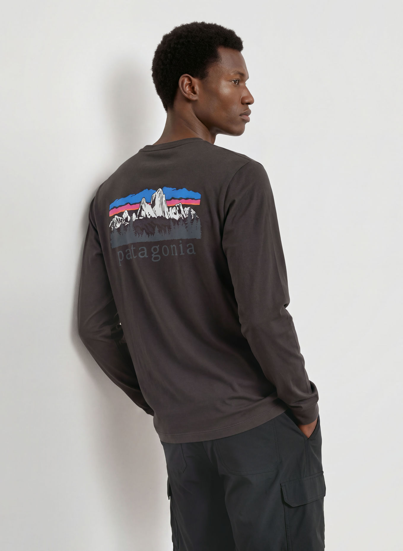 patagonia Longsleeve FITZ ROY FOOTHILLS: DONKERGRIJS