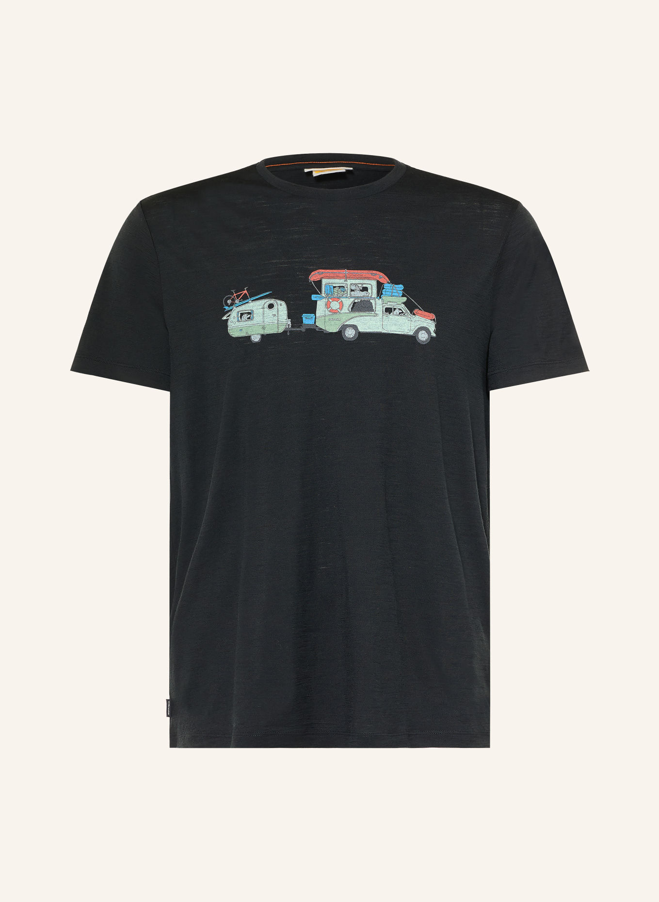icebreaker T-shirt MERINO 150 TECH LITE: ZWART / ROOD / GROEN
