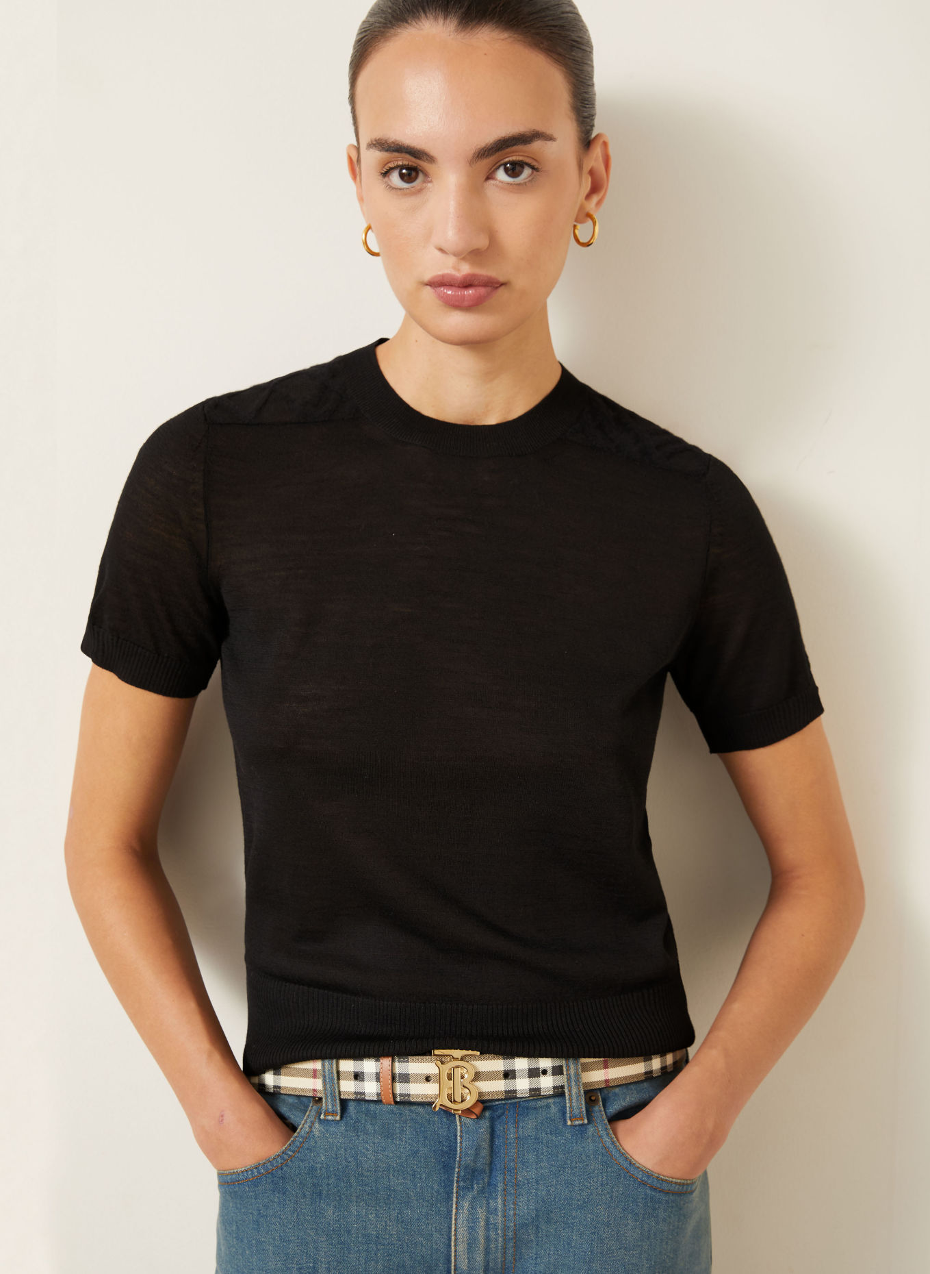 BURBERRY WINNIE Knit shirt: BLACK