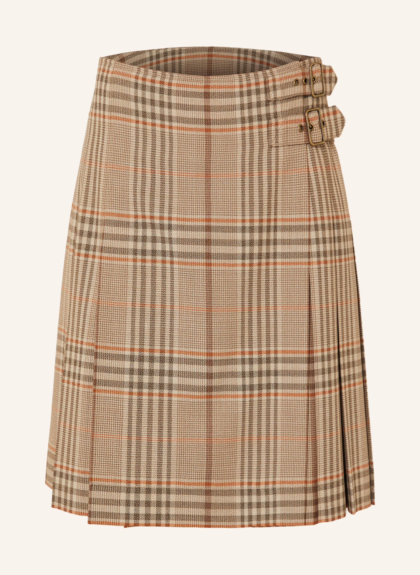BURBERRY ODESSA Pleated skirt: LIGHT BROWN / BROWN / ORANGE
