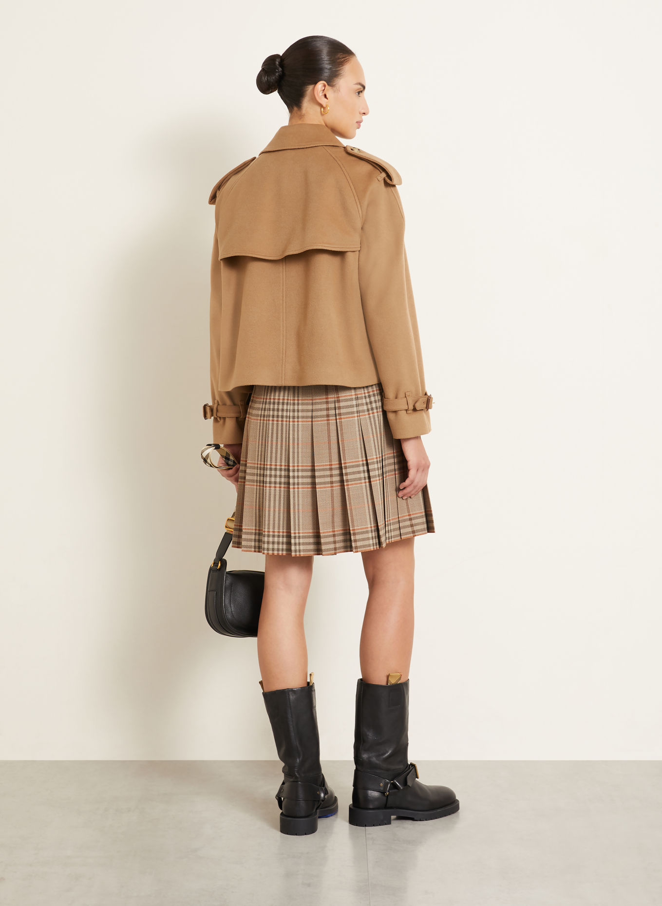 BURBERRY ODESSA Pleated skirt: LIGHT BROWN / BROWN / ORANGE